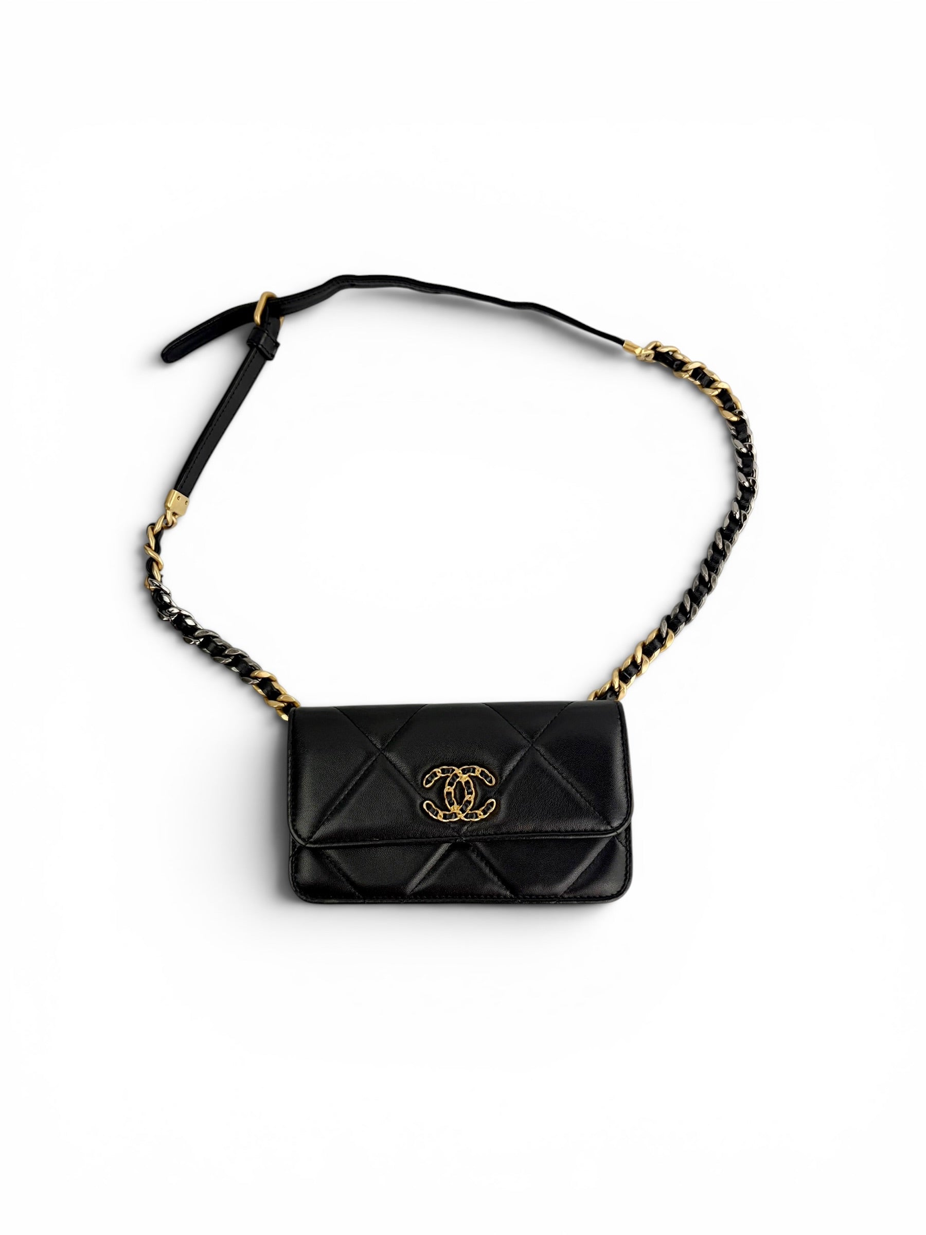 chanel-19-black-lambskin-flap-chain-wallet-0