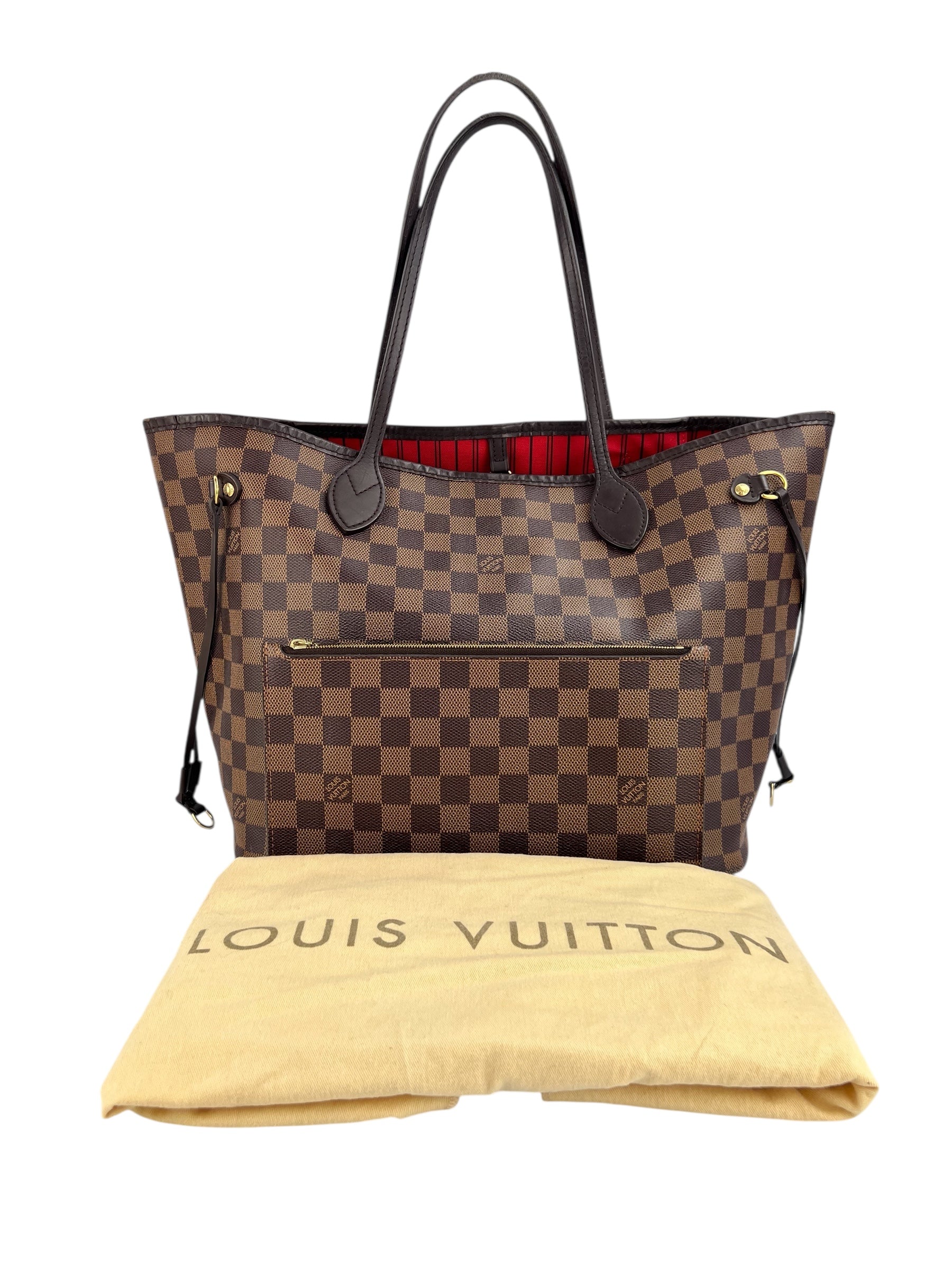 Louis Vuitton Damier Ebene Neverfull MM W/ Pouch & Duster