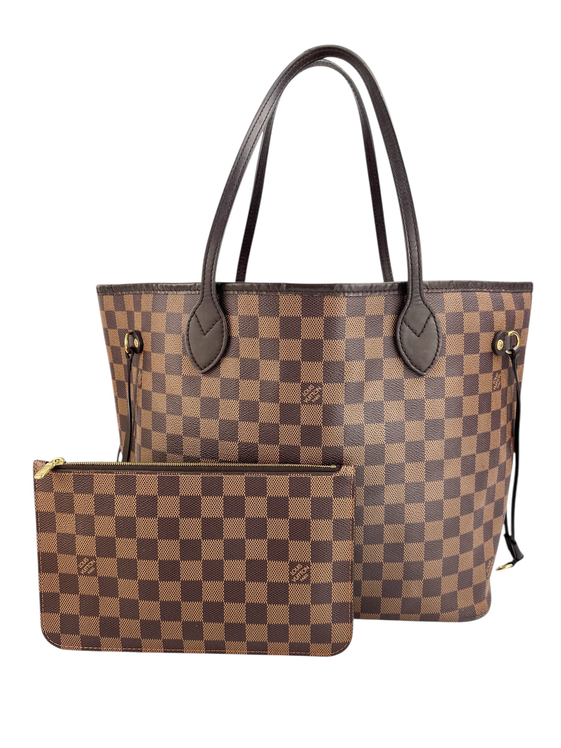 Louis Vuitton Damier Ebene Neverfull MM W/ Pouch & Duster