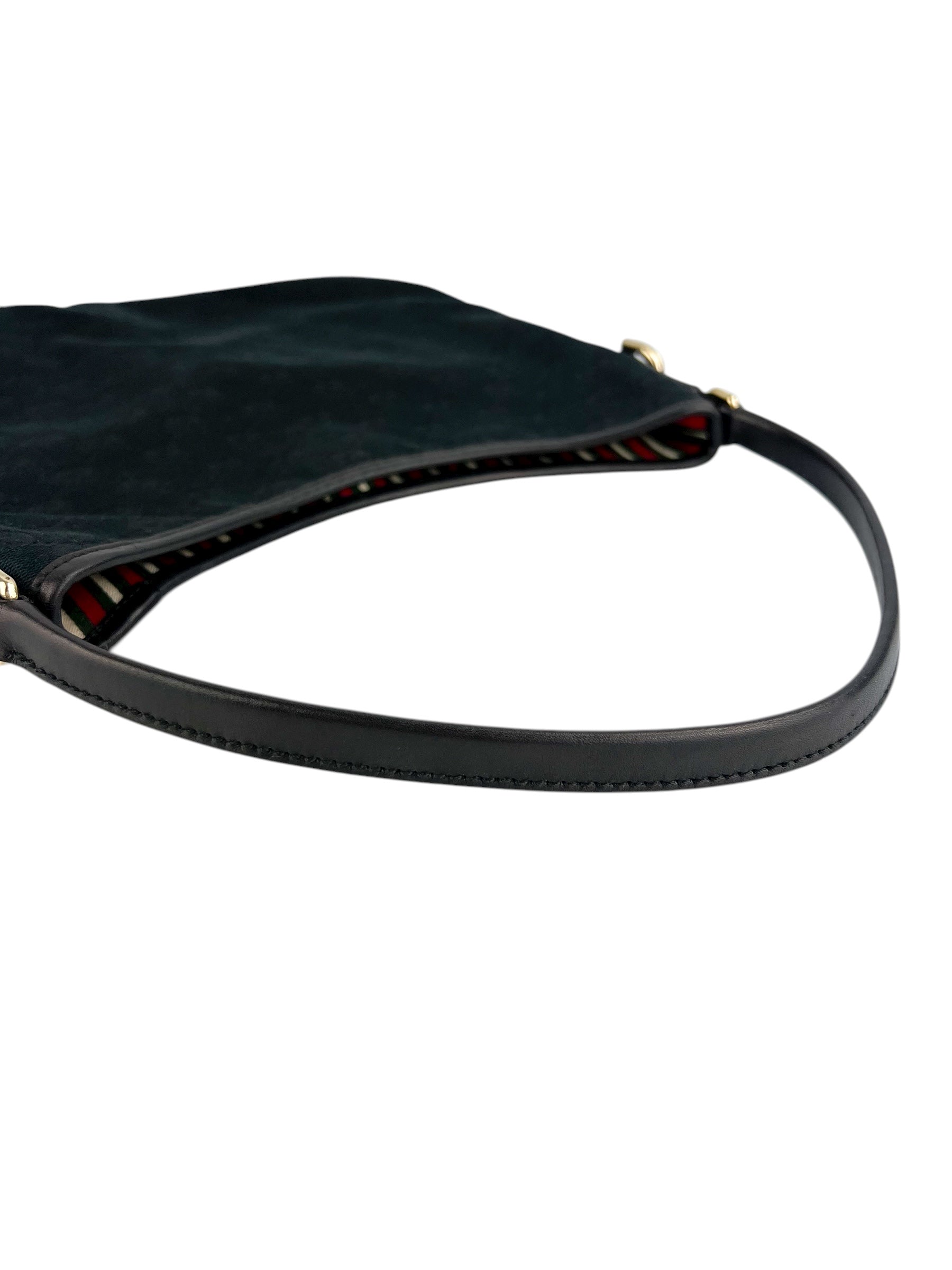 Gucci Vintage Black Canvas Medium Britt Shoulder Bag