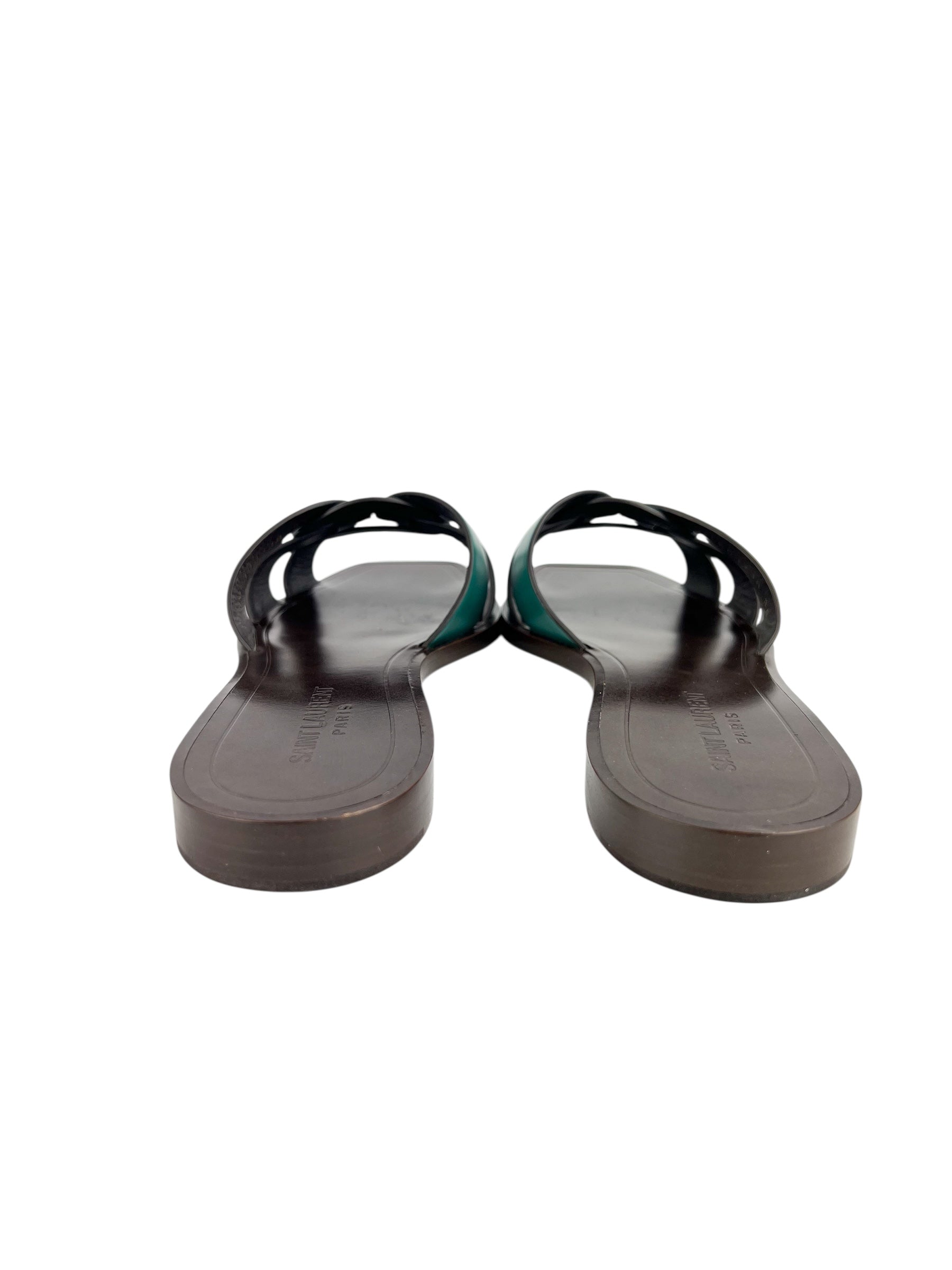 Saint Laurent Hunter Green Tribute Sandals Size 39