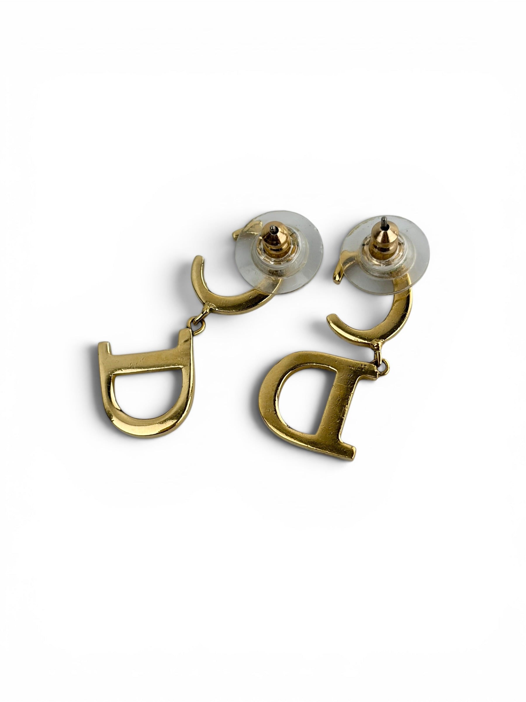 christian-dior-gold-tone-cd-drop-earrings-1