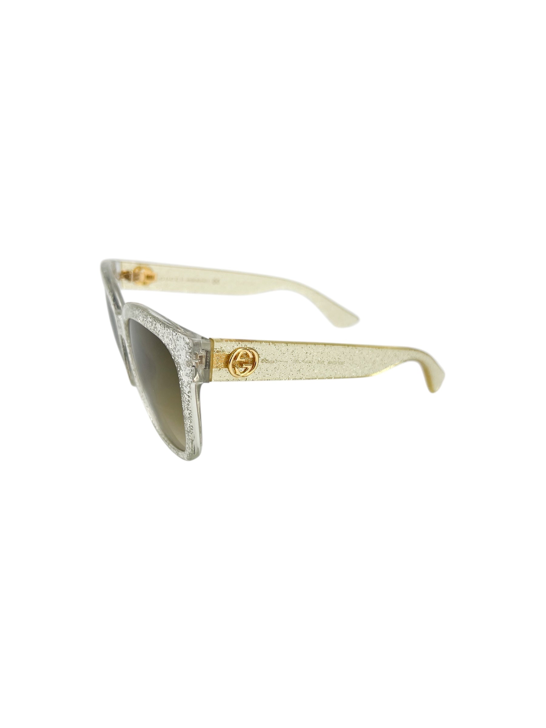 Gucci Clear & Silver Glitter Sunglasses