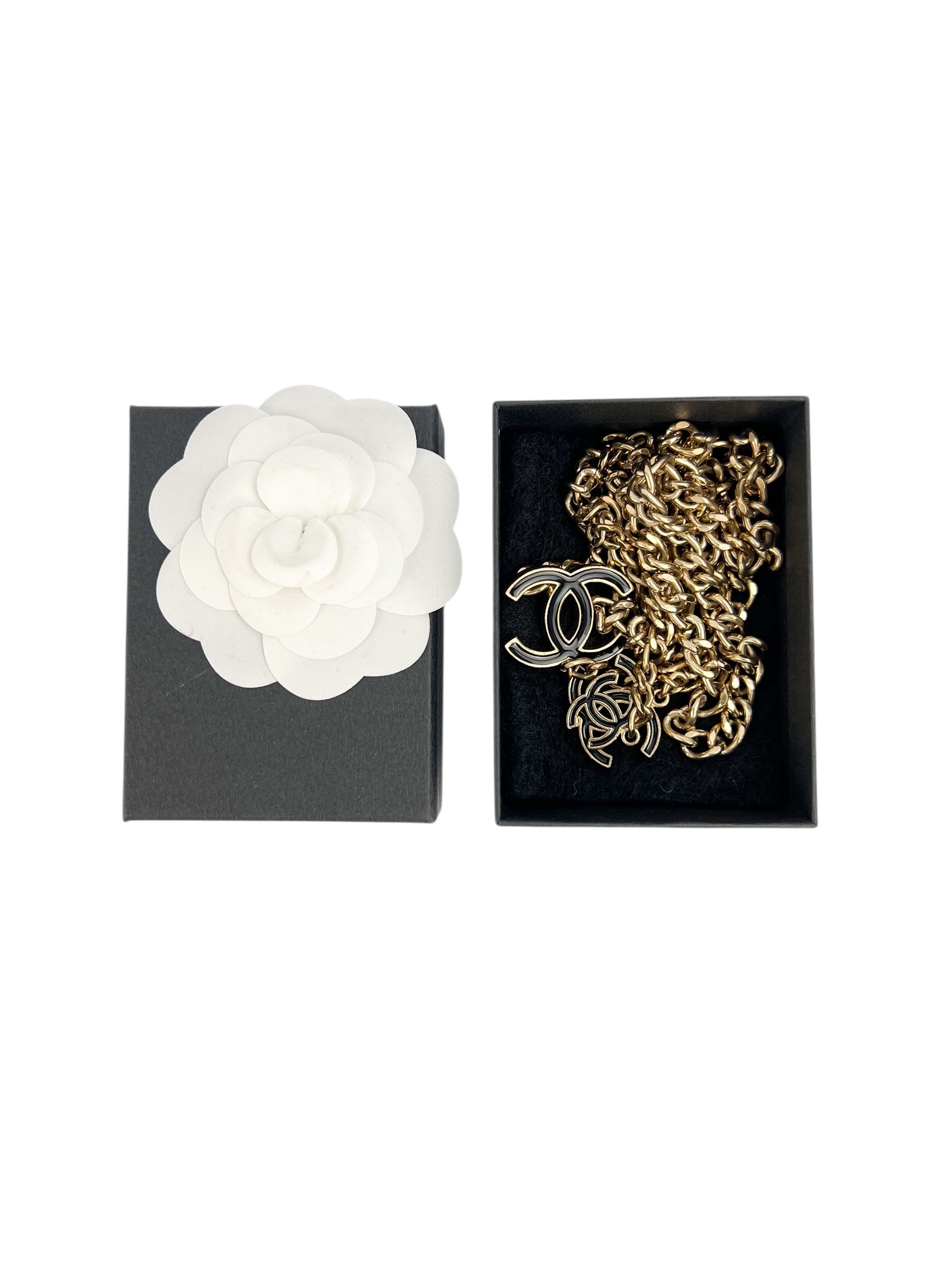 Chanel Vintage Gold Plated & Black Enamel CC Chain Belt