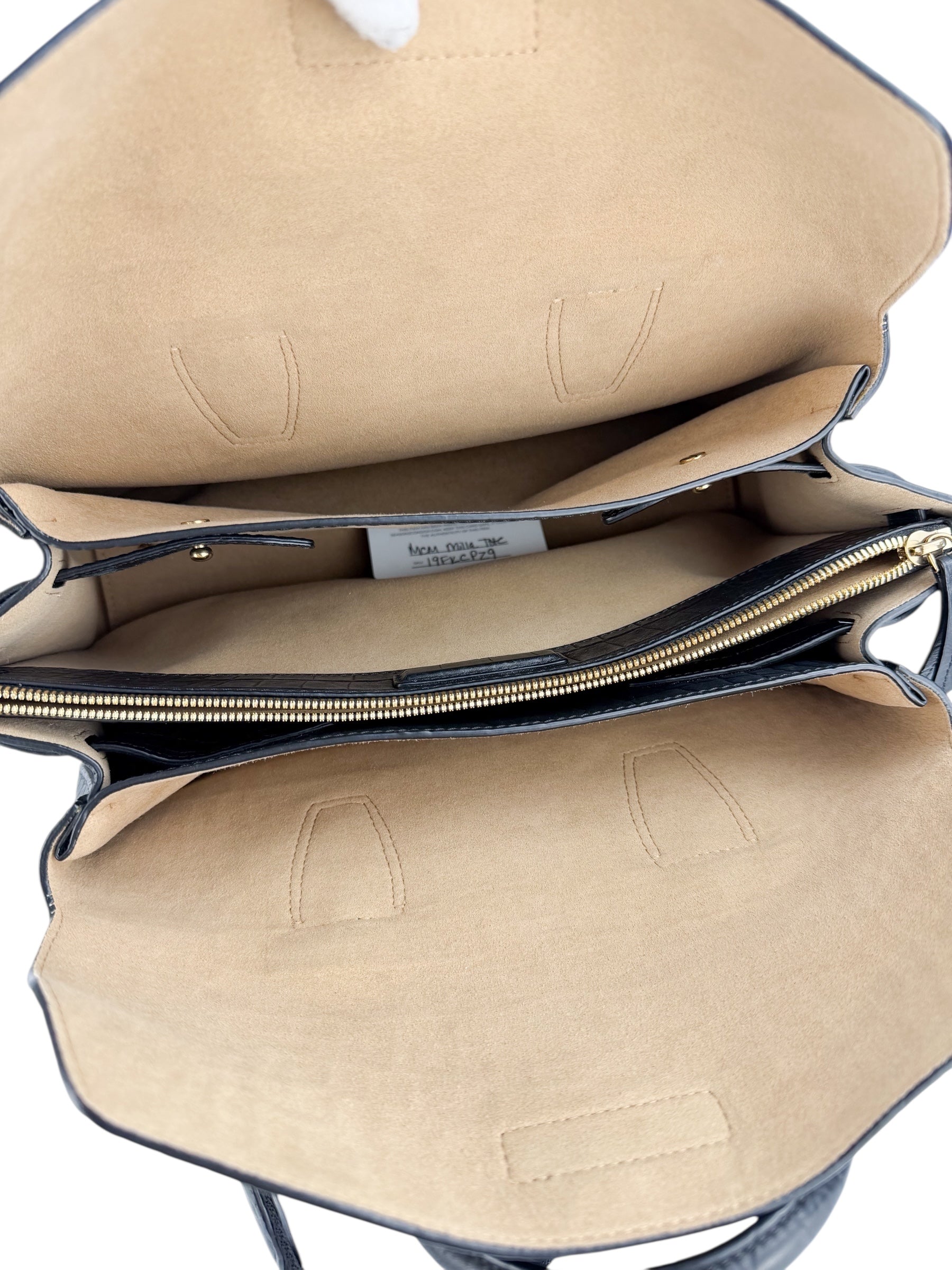 MCM Black Croc Embossed Milla Tote