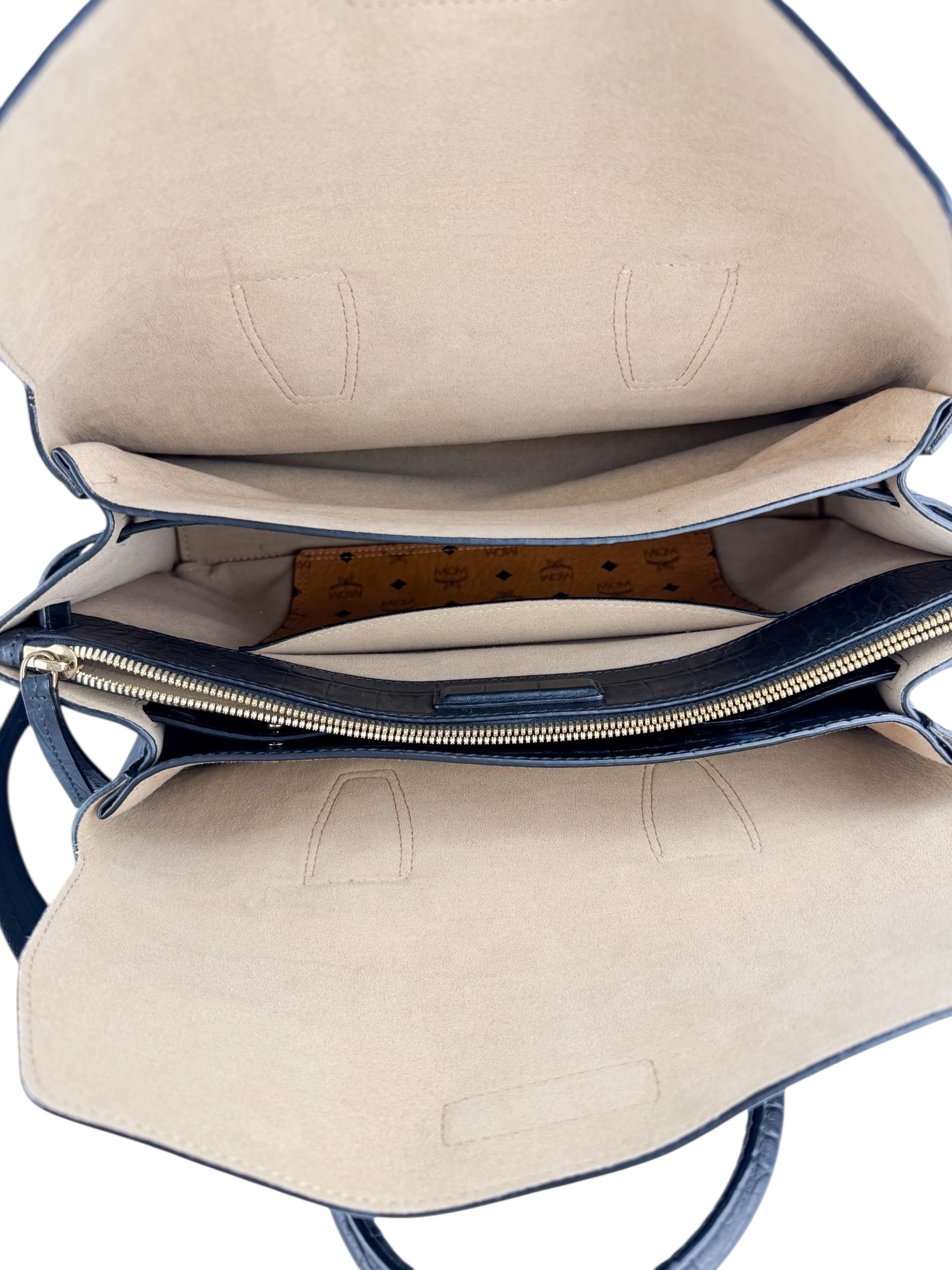 MCM Black Croc Embossed Milla Tote