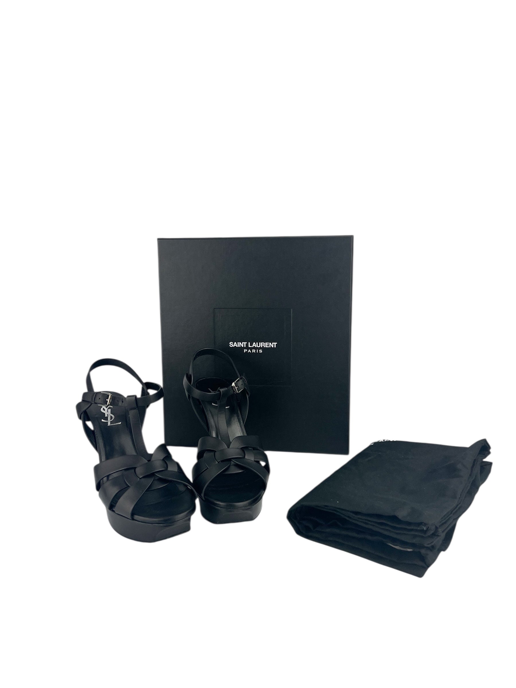 Saint Laurent Black Leather Tribute 75 Platforms