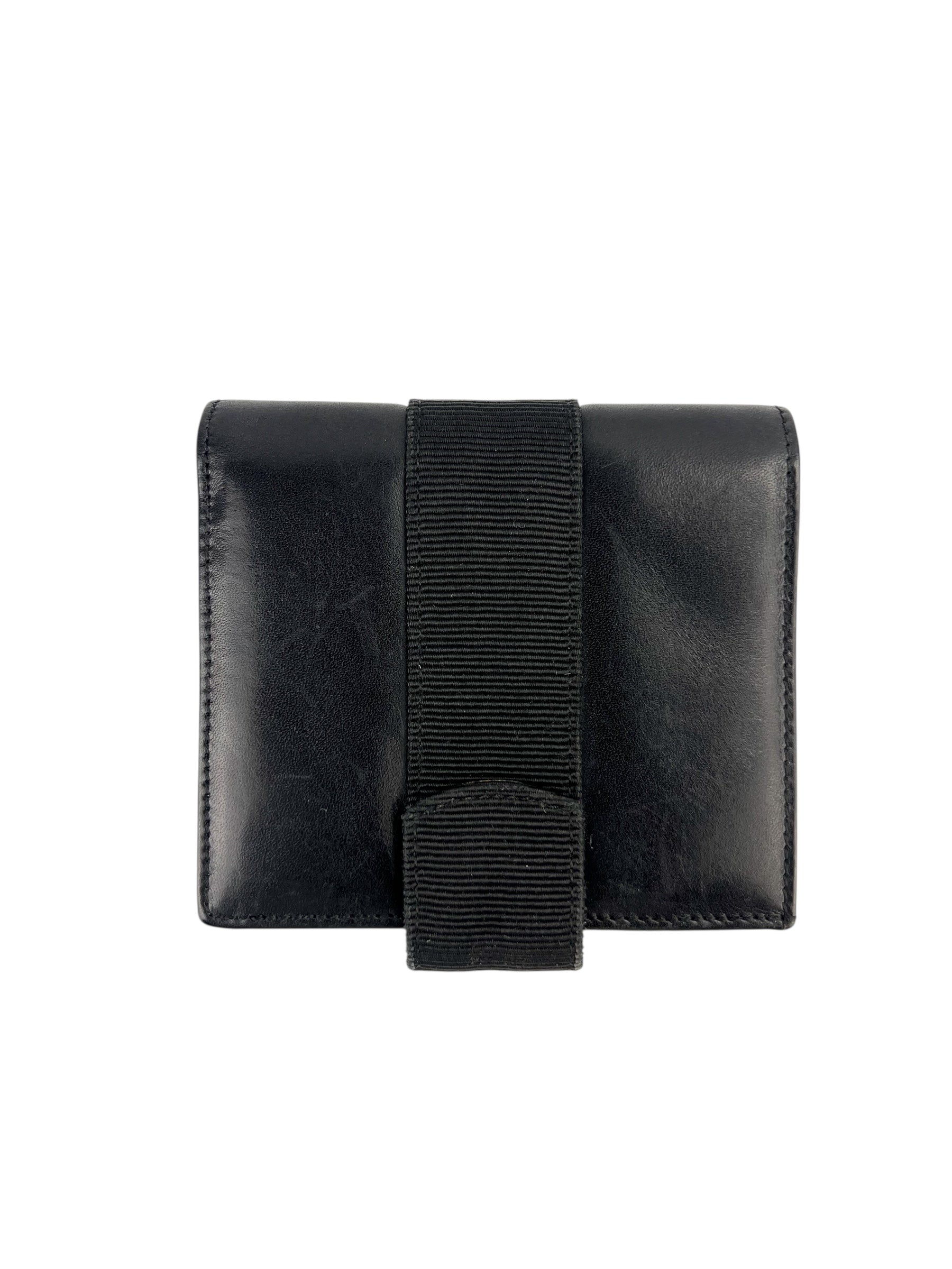 Ferragamo Black Leather Vara Buckle Wallet