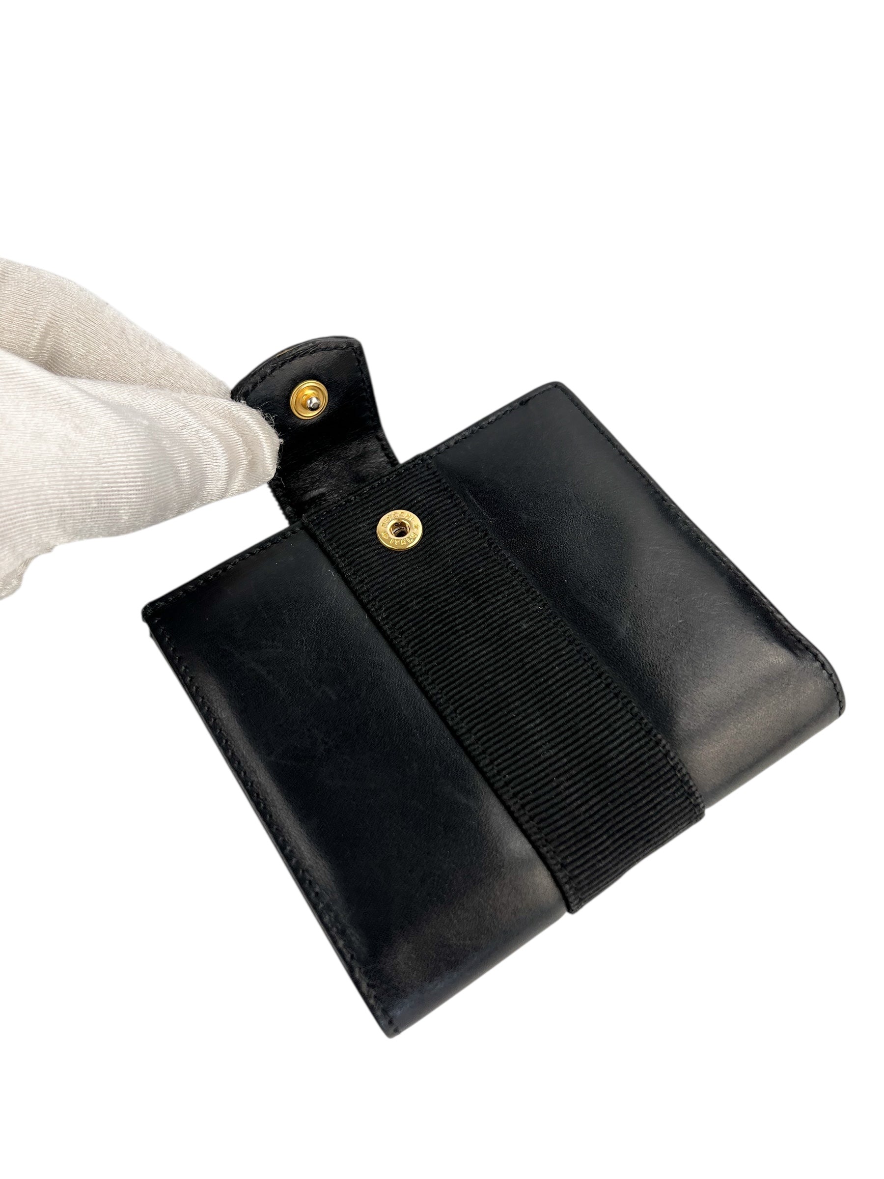 Ferragamo Black Leather Vara Buckle Wallet