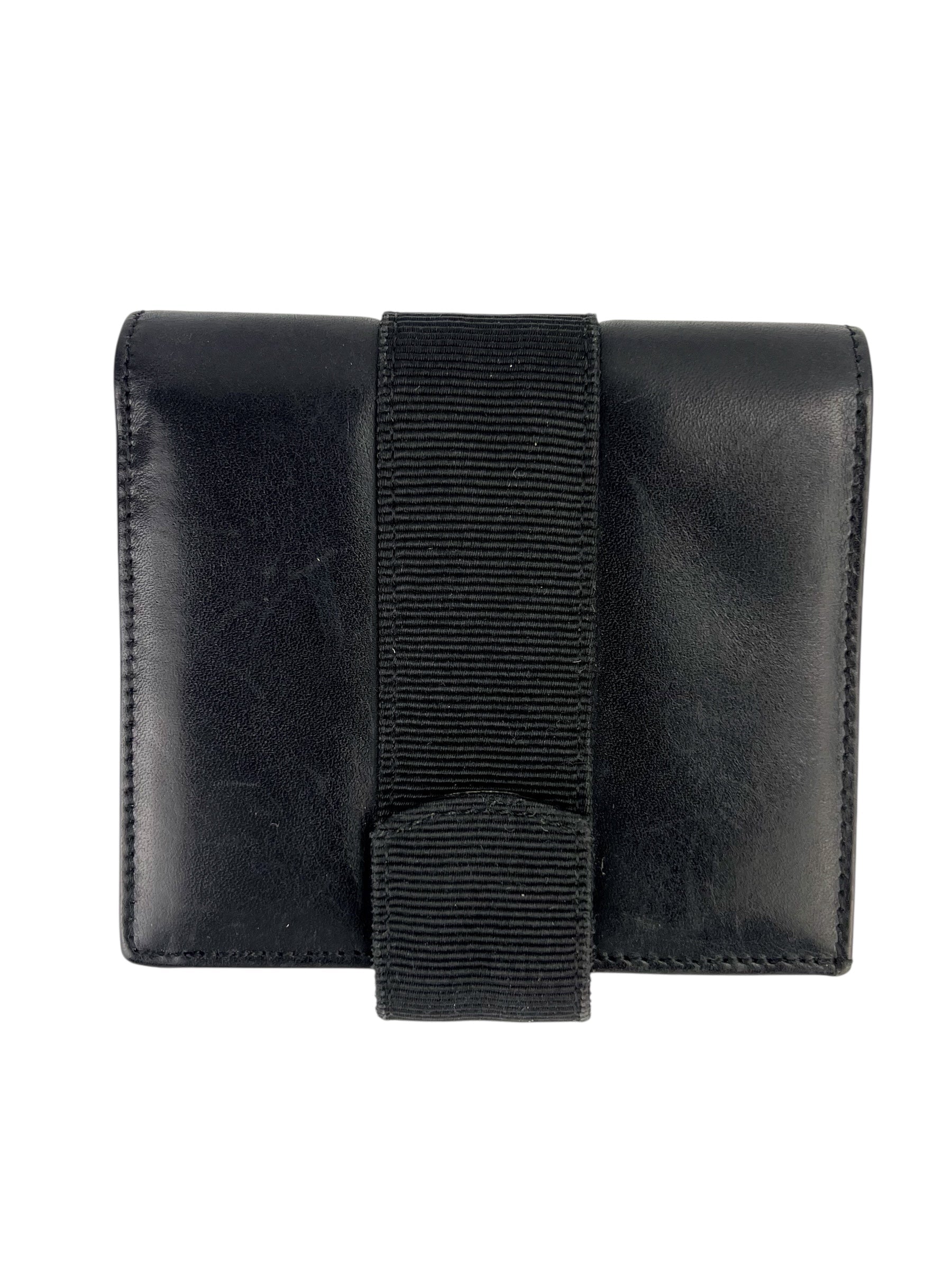 Ferragamo Black Leather Vara Buckle Wallet