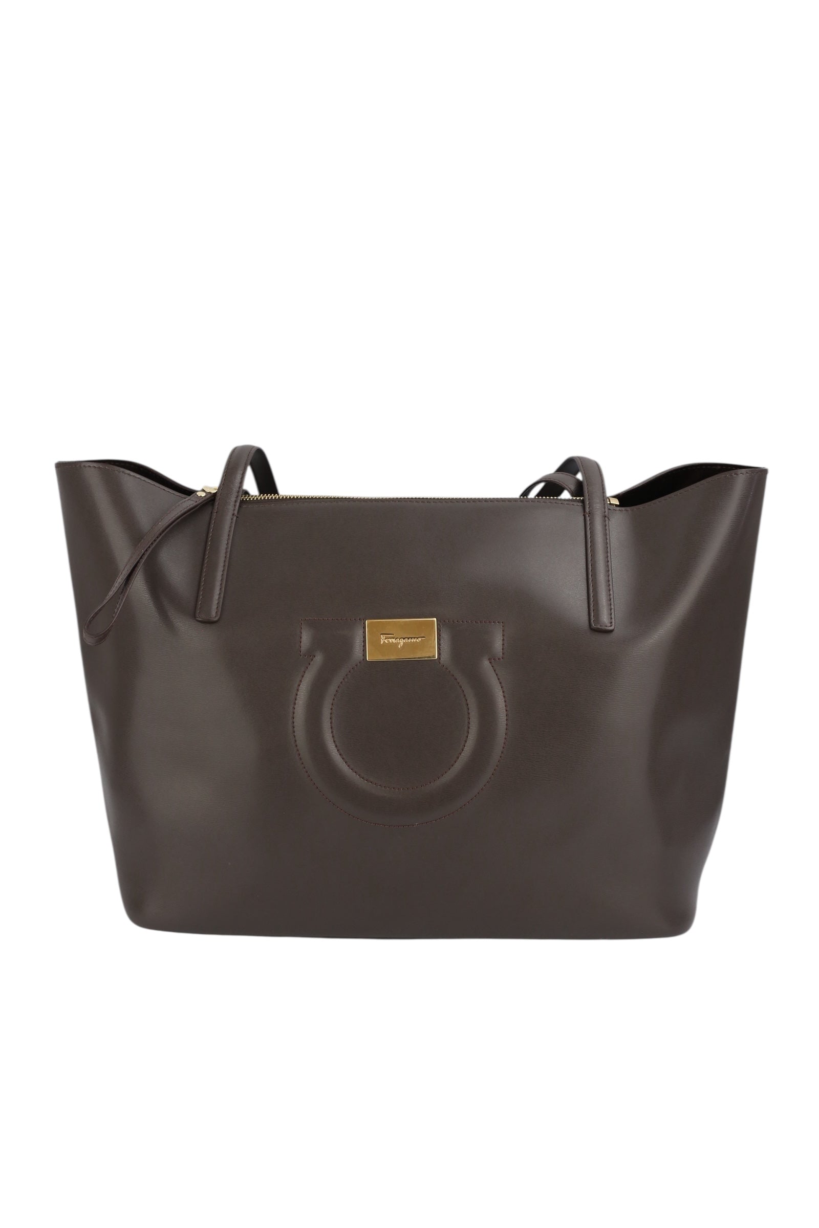 Salvatore Ferragamo Dark Grey Leather City Tote