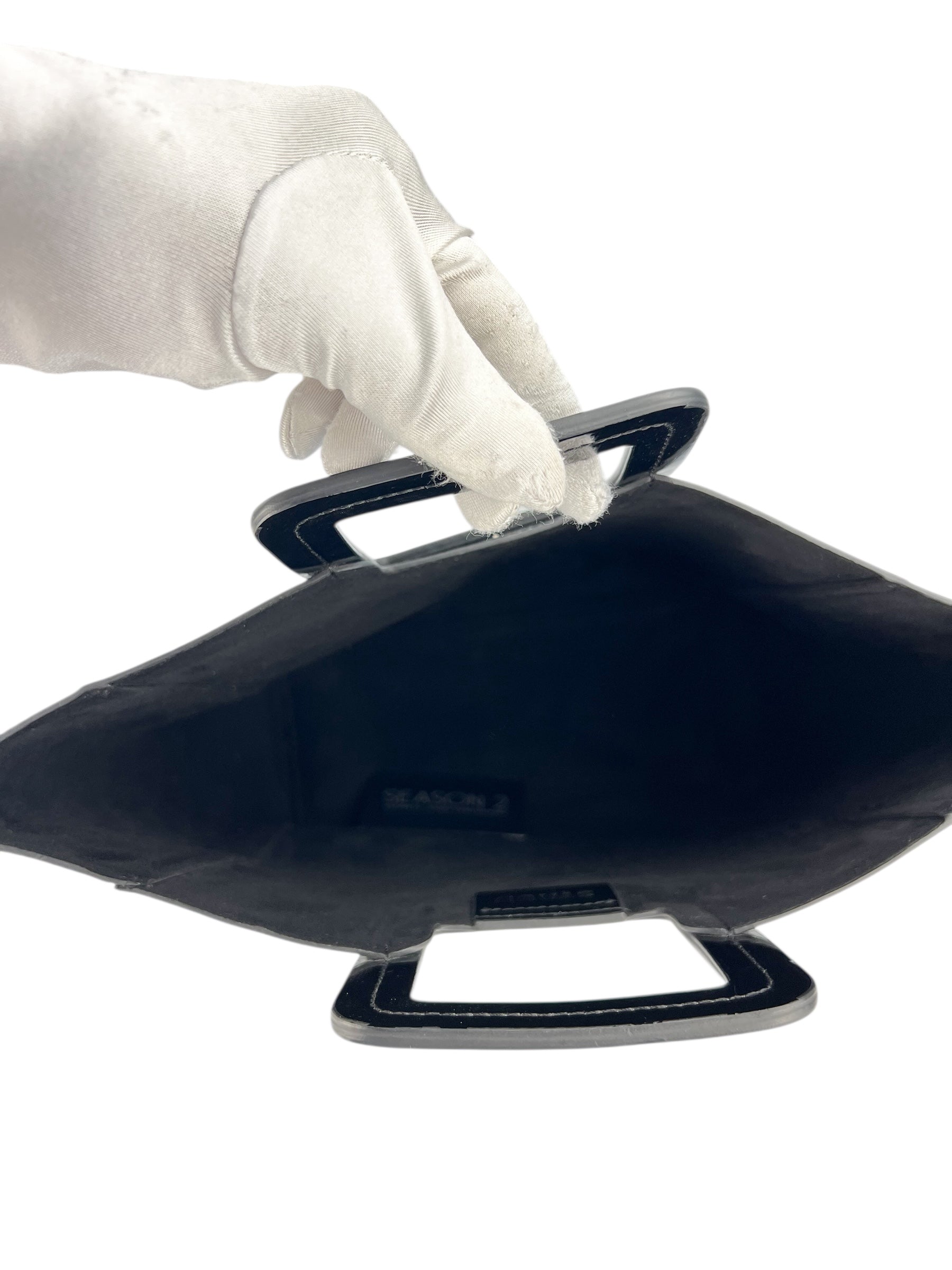 Staud Black Patent Top Handle Tote