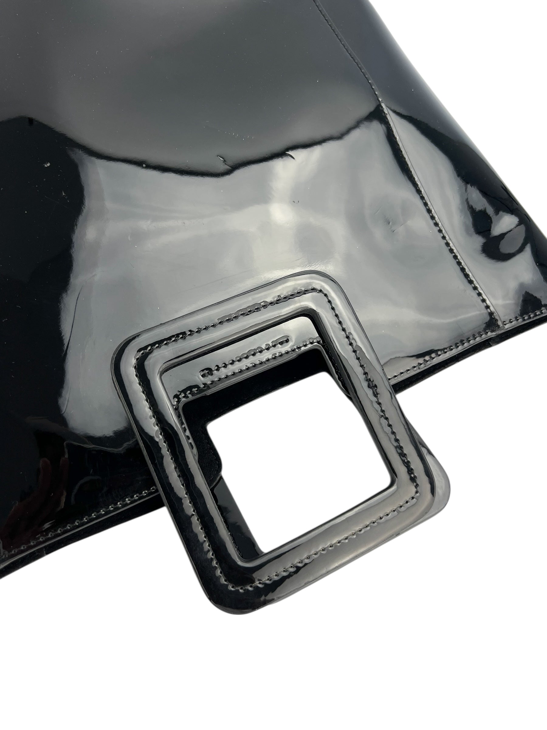 Staud Black Patent Top Handle Tote