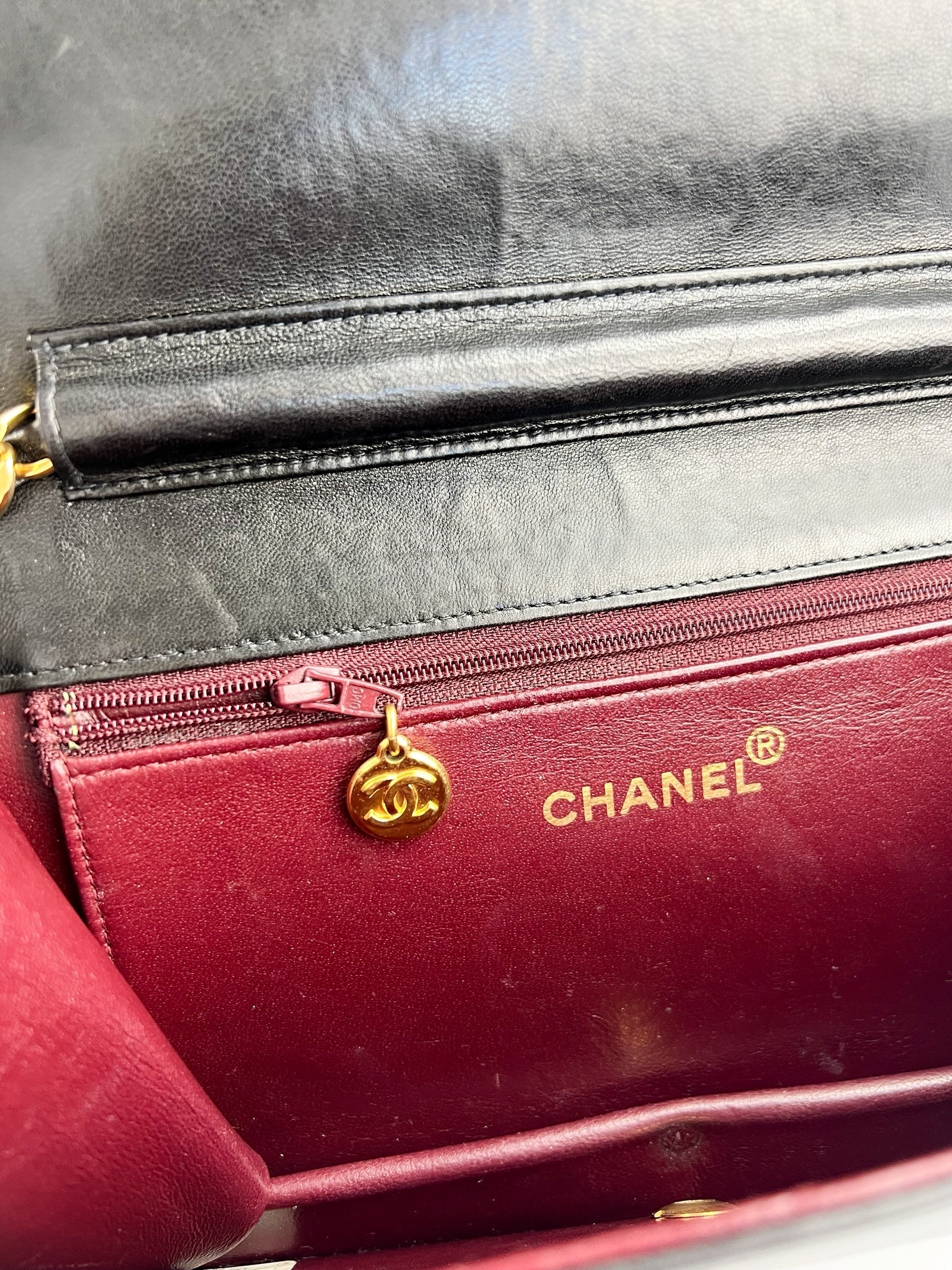 Chanel Black Lambskin Vintage Full Flap