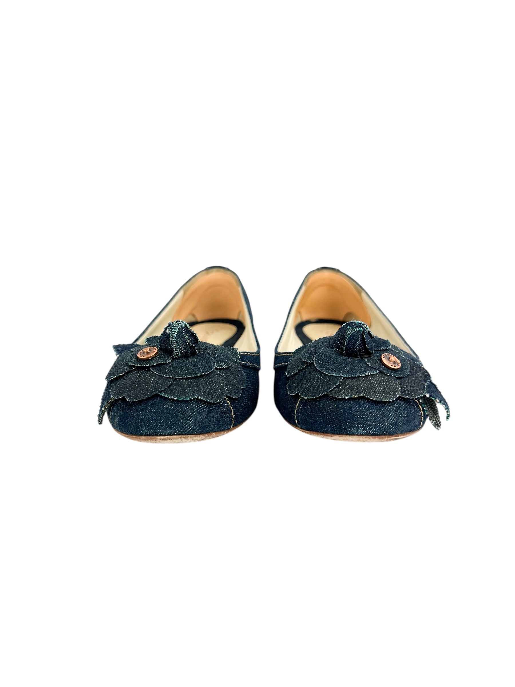 Chanel Denim Ballerina Flats Size 39.5
