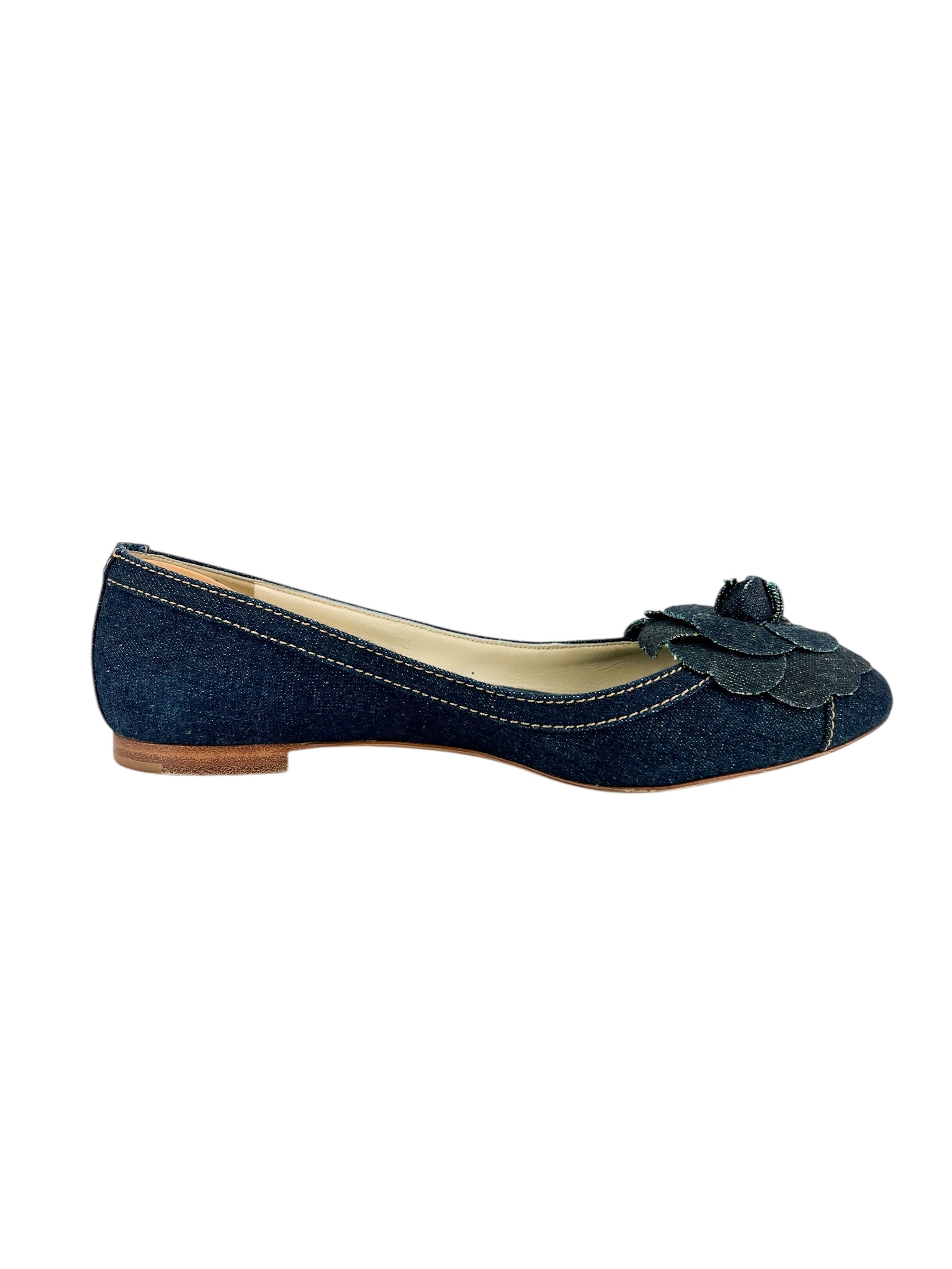 Chanel Denim Ballerina Flats Size 39.5