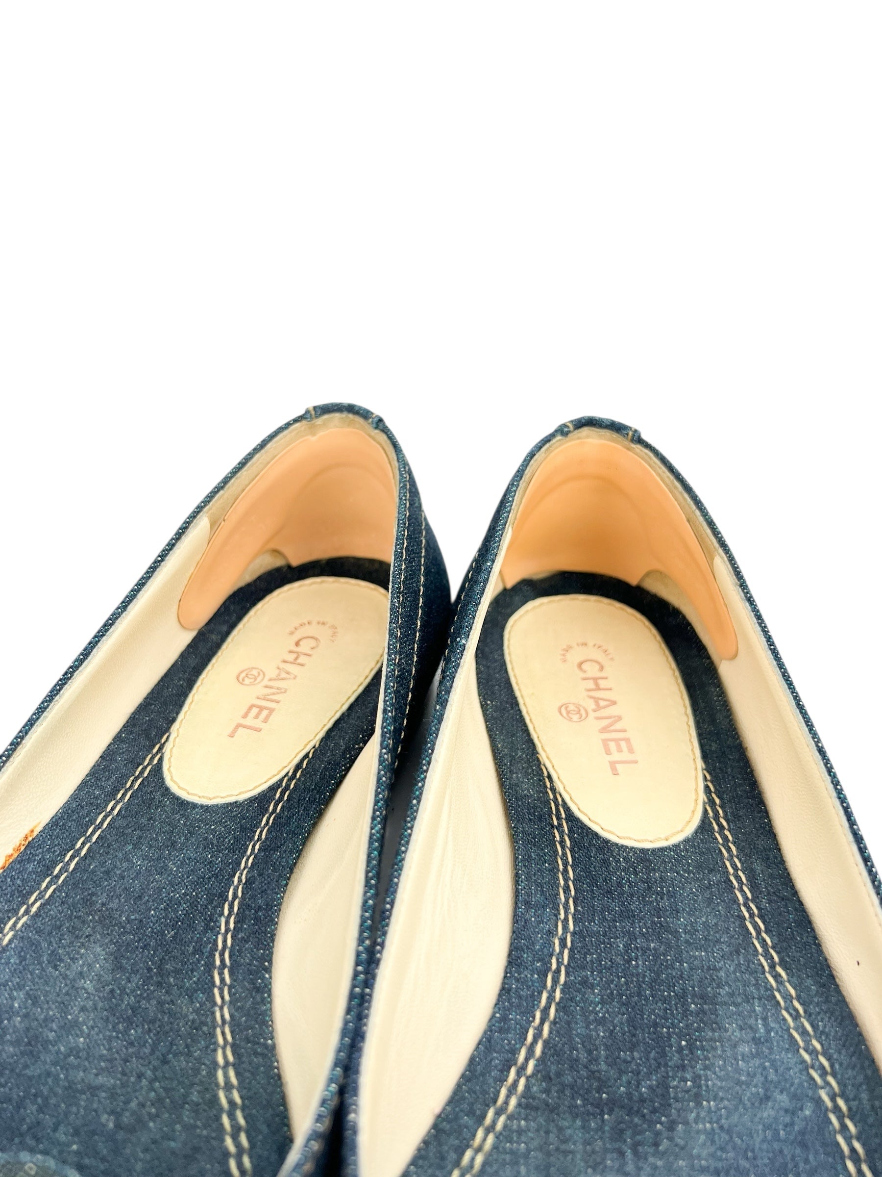 Chanel Denim Ballerina Flats Size 39.5