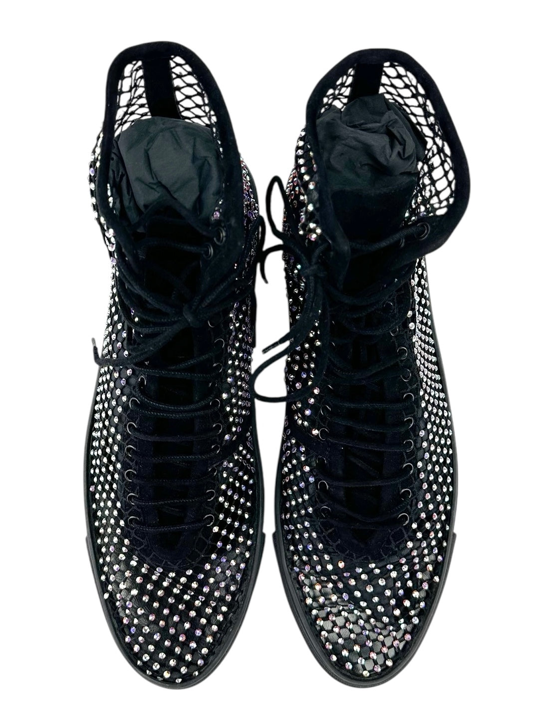 Saint Laurent Black Rhinestone High-Top Sneakers Size 38