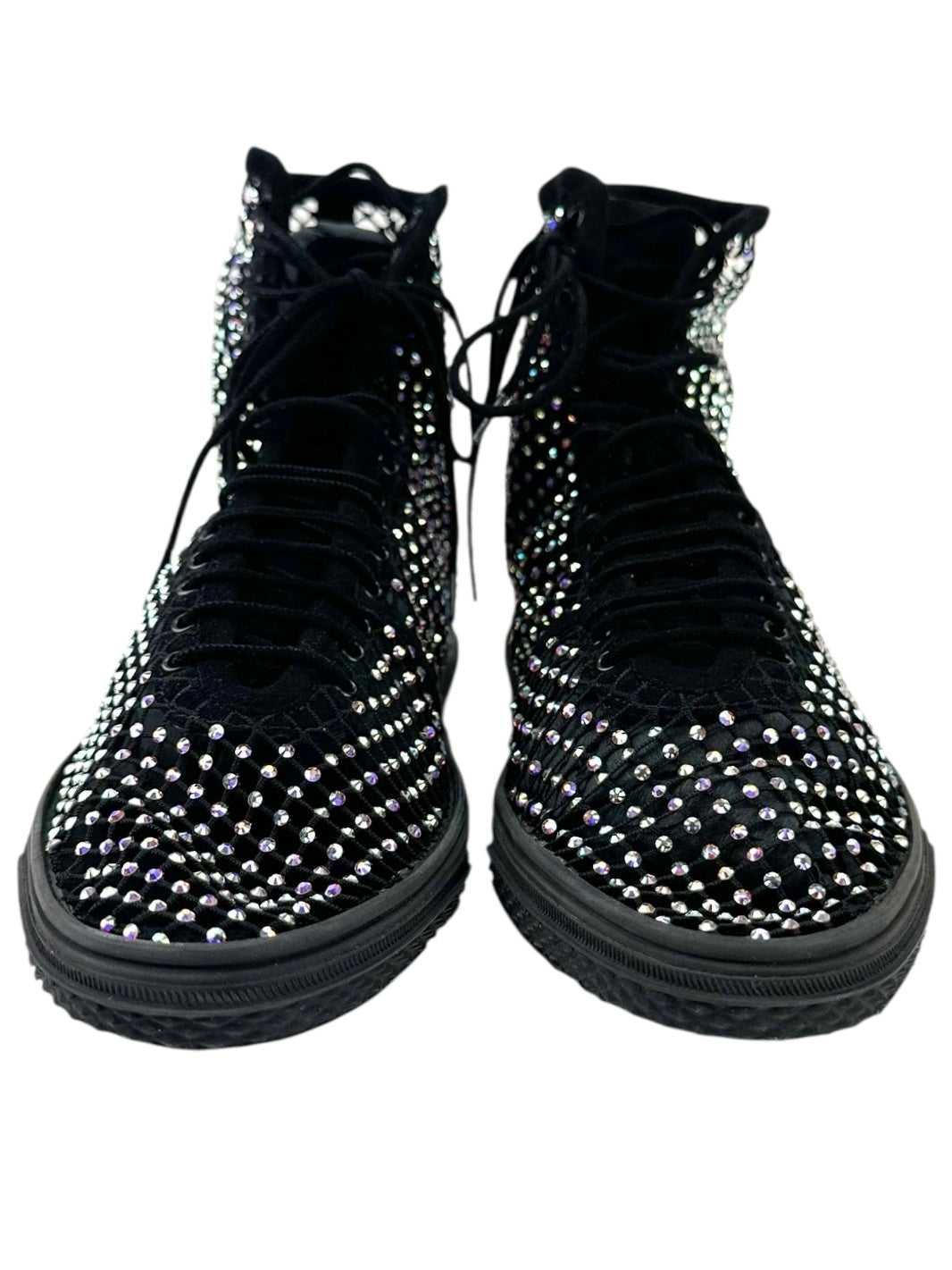 Saint Laurent Black Rhinestone High-Top Sneakers Size 38