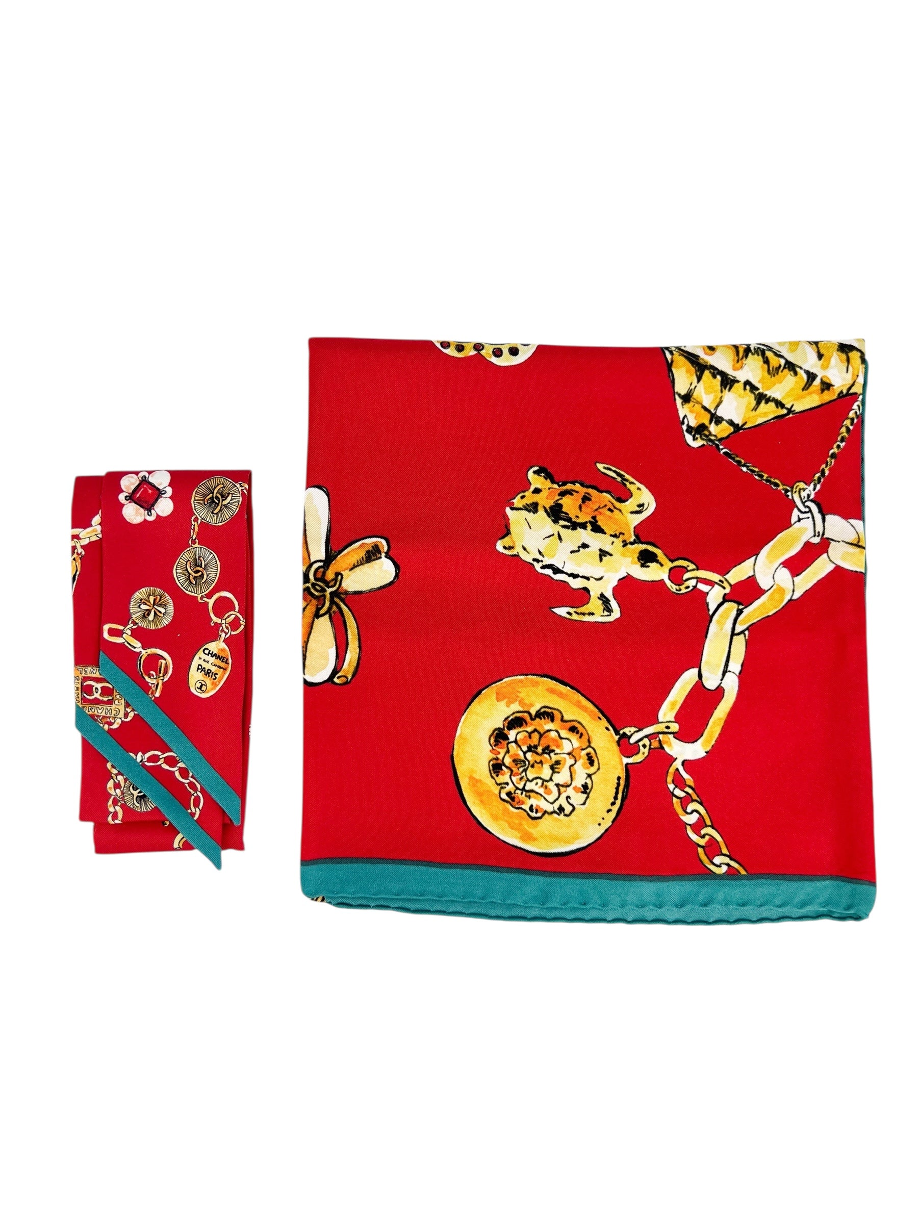 Chanel Silk Scarf & Twilly Set