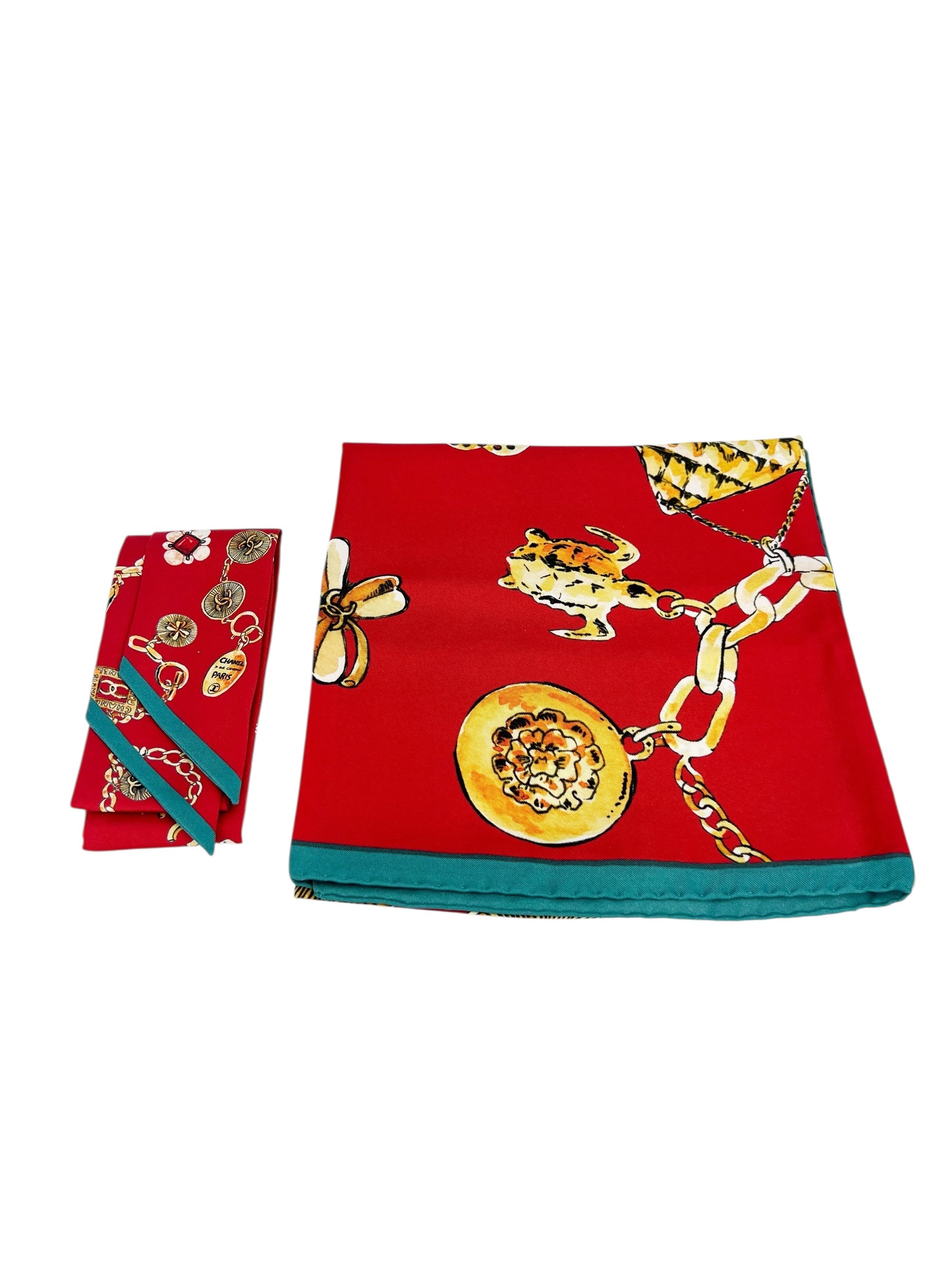 Chanel Silk Scarf & Twilly Set