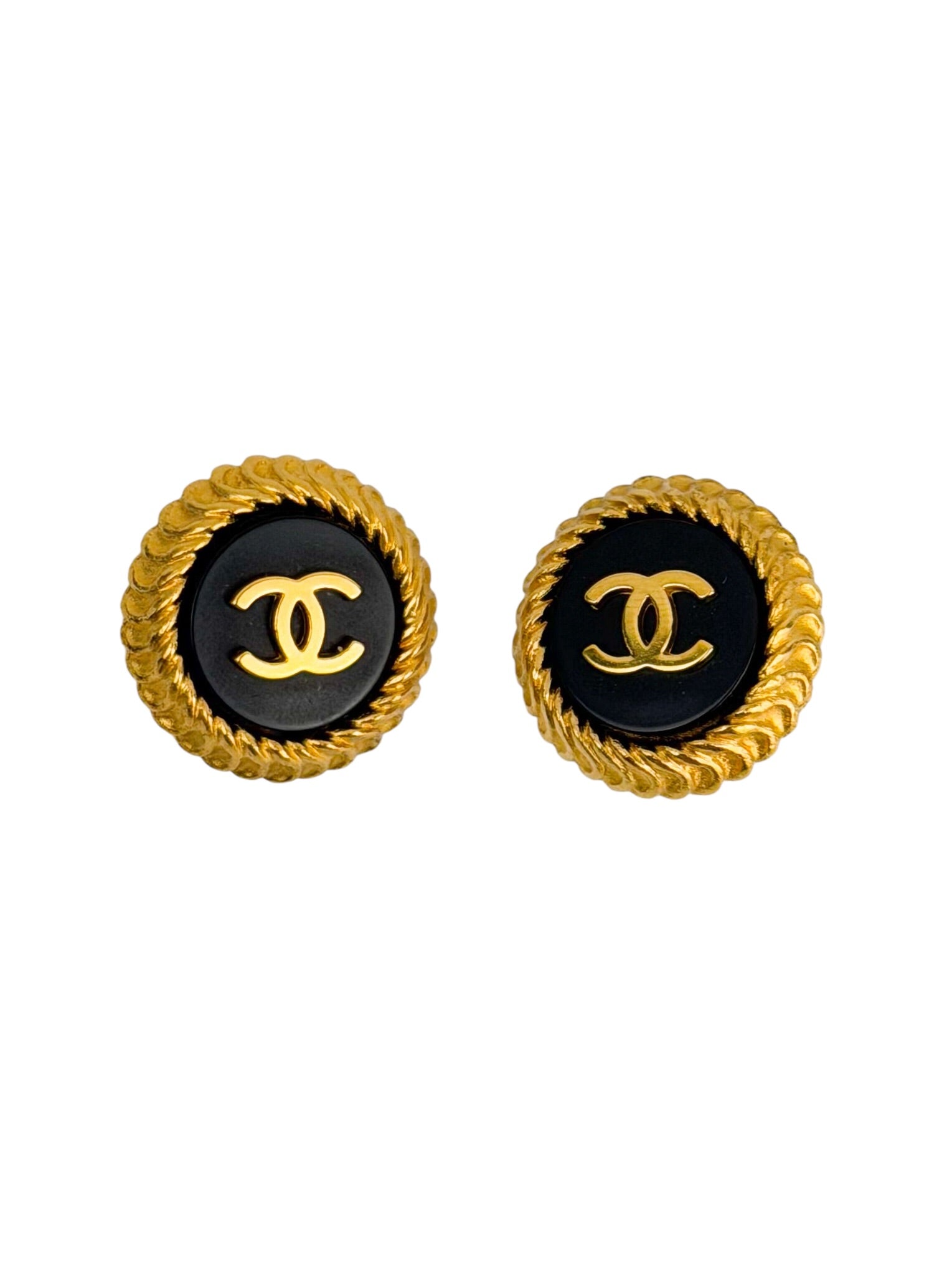 chanel-black-and-gold-button-clip-on-s---0