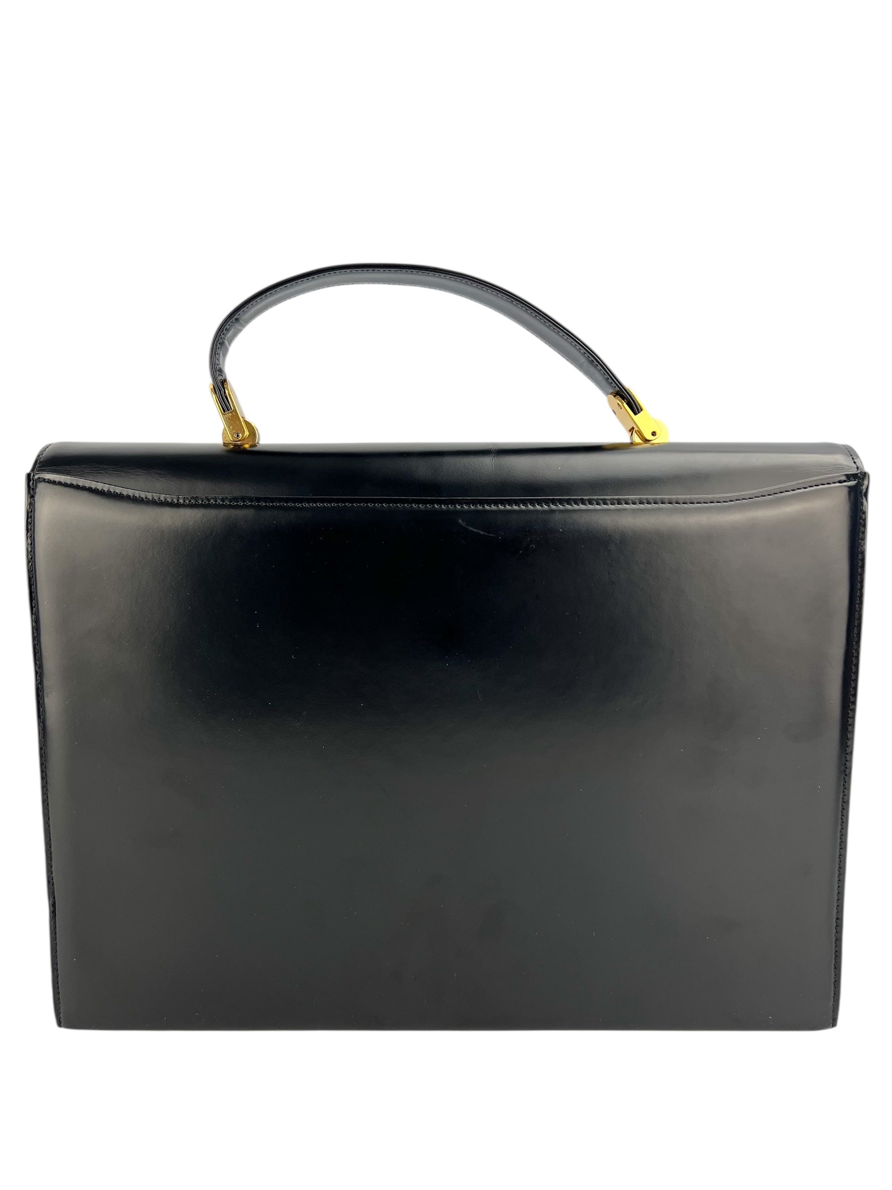 Valentino Vintage Black Leather Briefcase