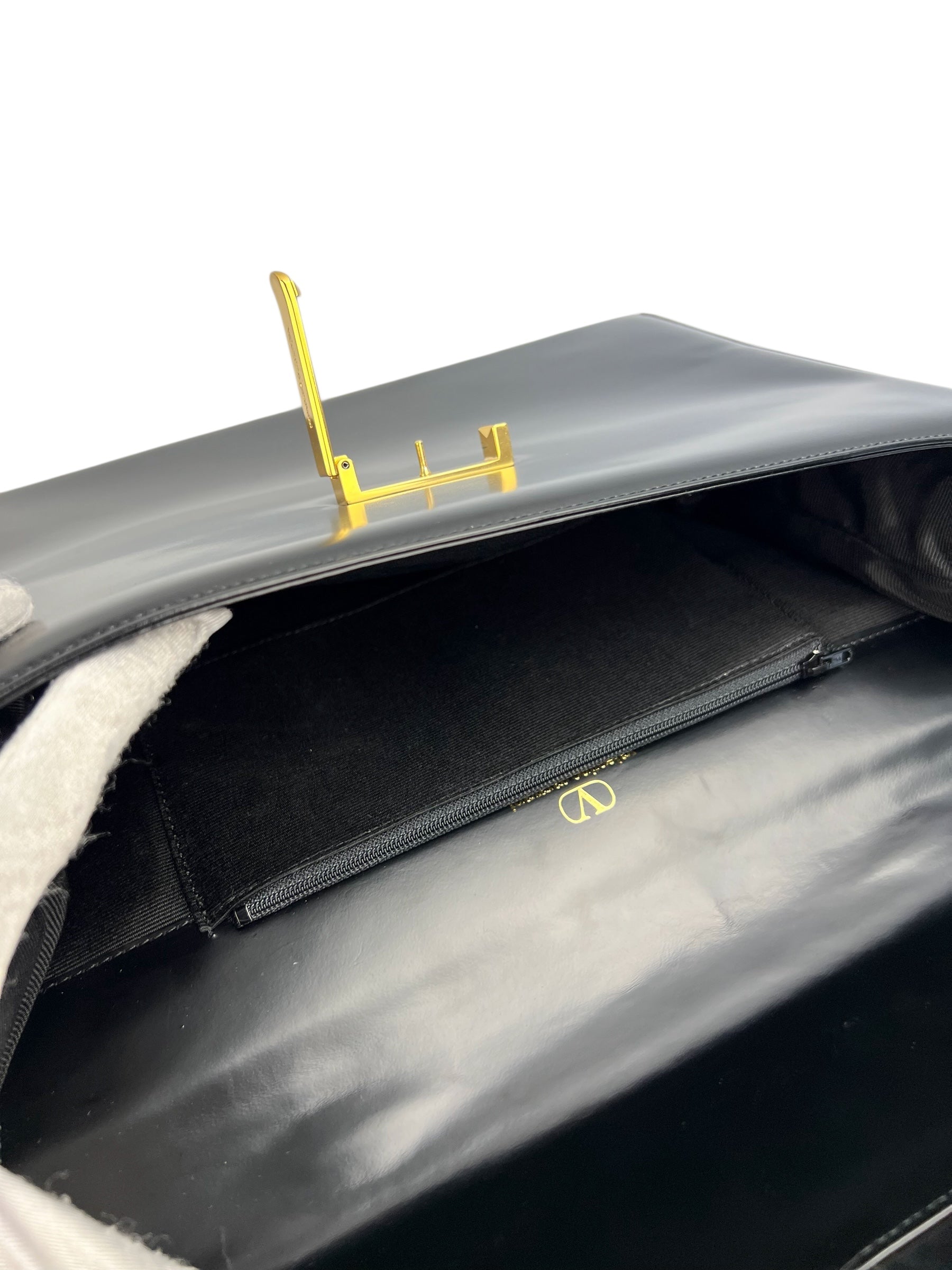 Valentino Vintage Black Leather Briefcase