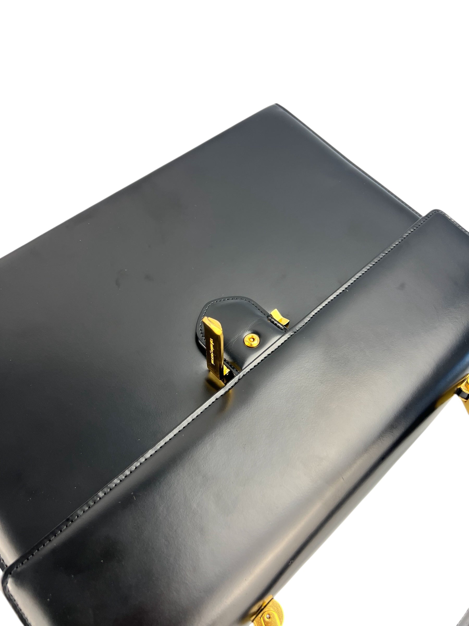 Valentino Vintage Black Leather Briefcase