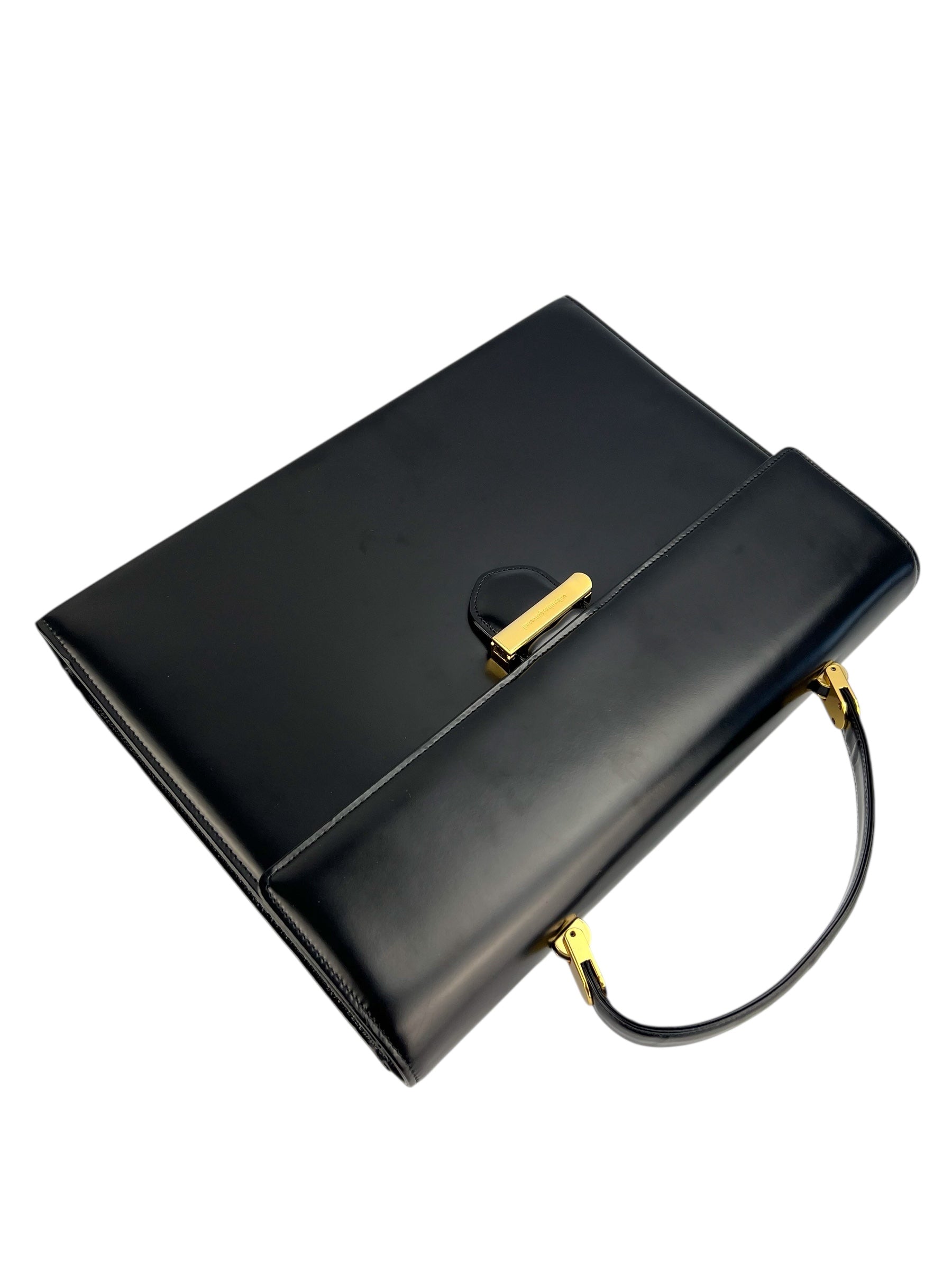 Valentino Vintage Black Leather Briefcase
