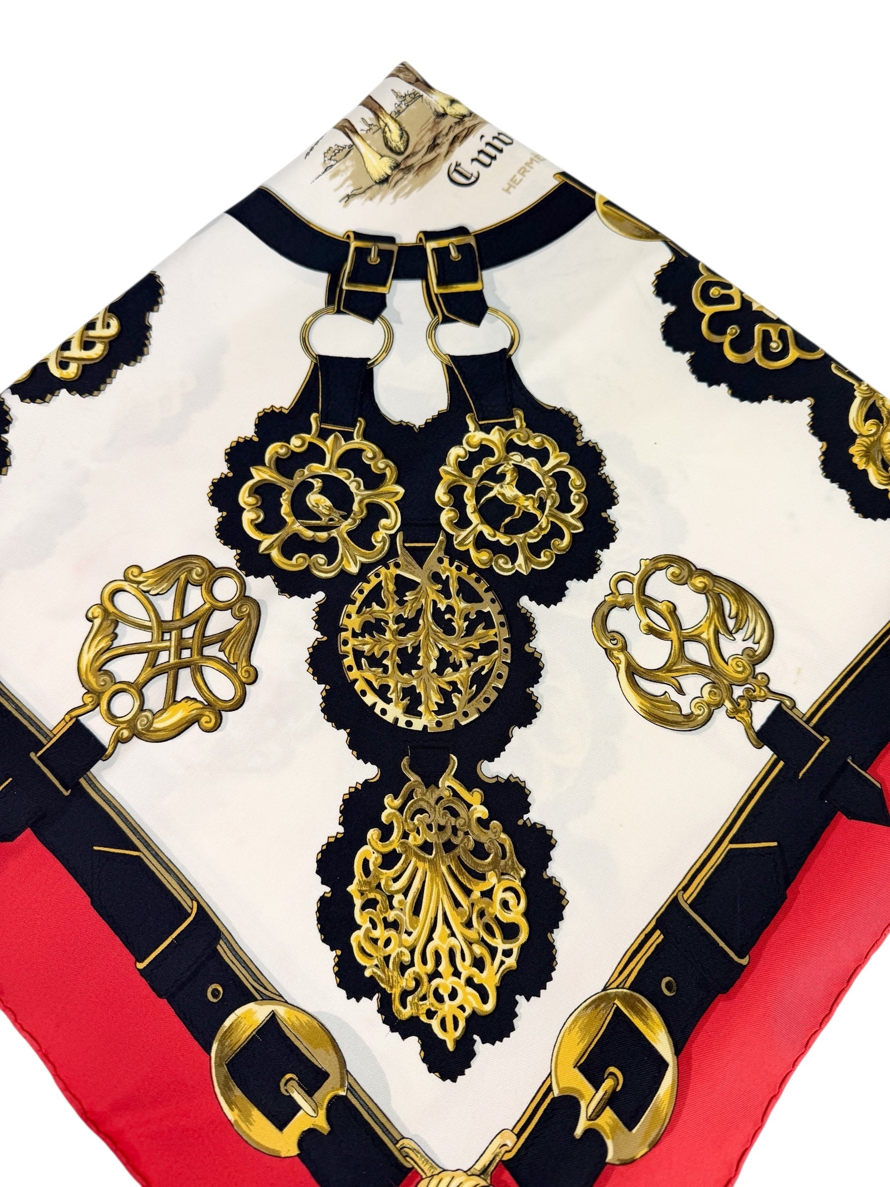 Hermes Cuivreries Motif Silk Scarf