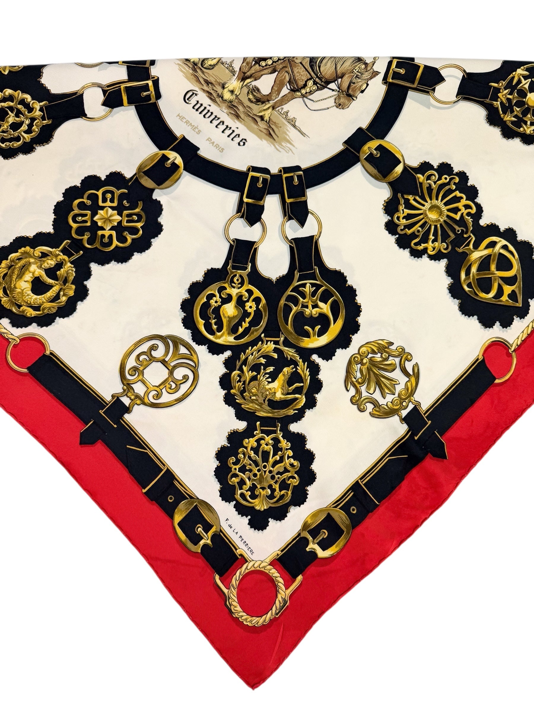 Hermes Cuivreries Motif Silk Scarf