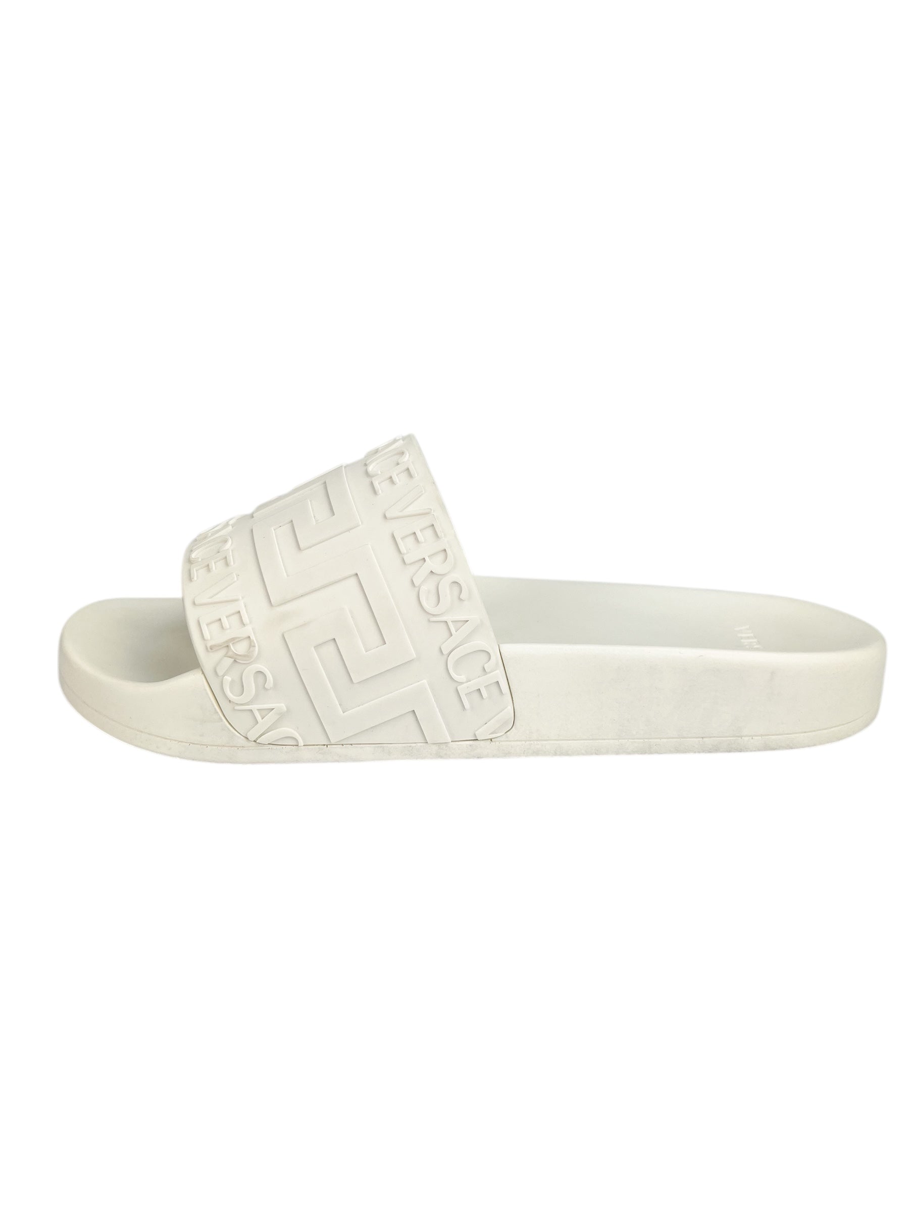 Versace White Pool Side Greek Sandals Size 39