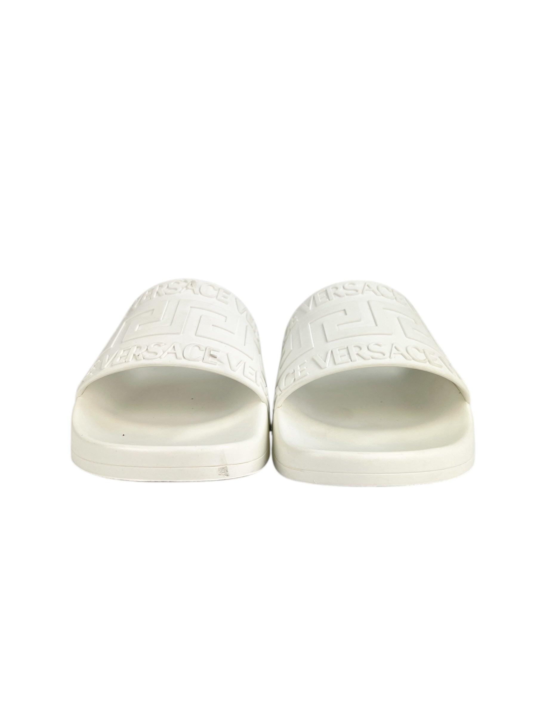 Versace White Pool Side Greek Sandals Size 39