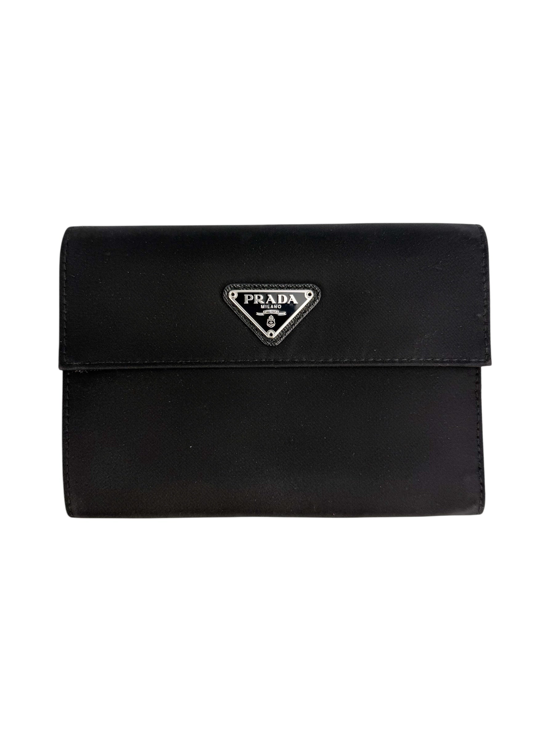 Prada Black Nylon Tri-fold Wallet