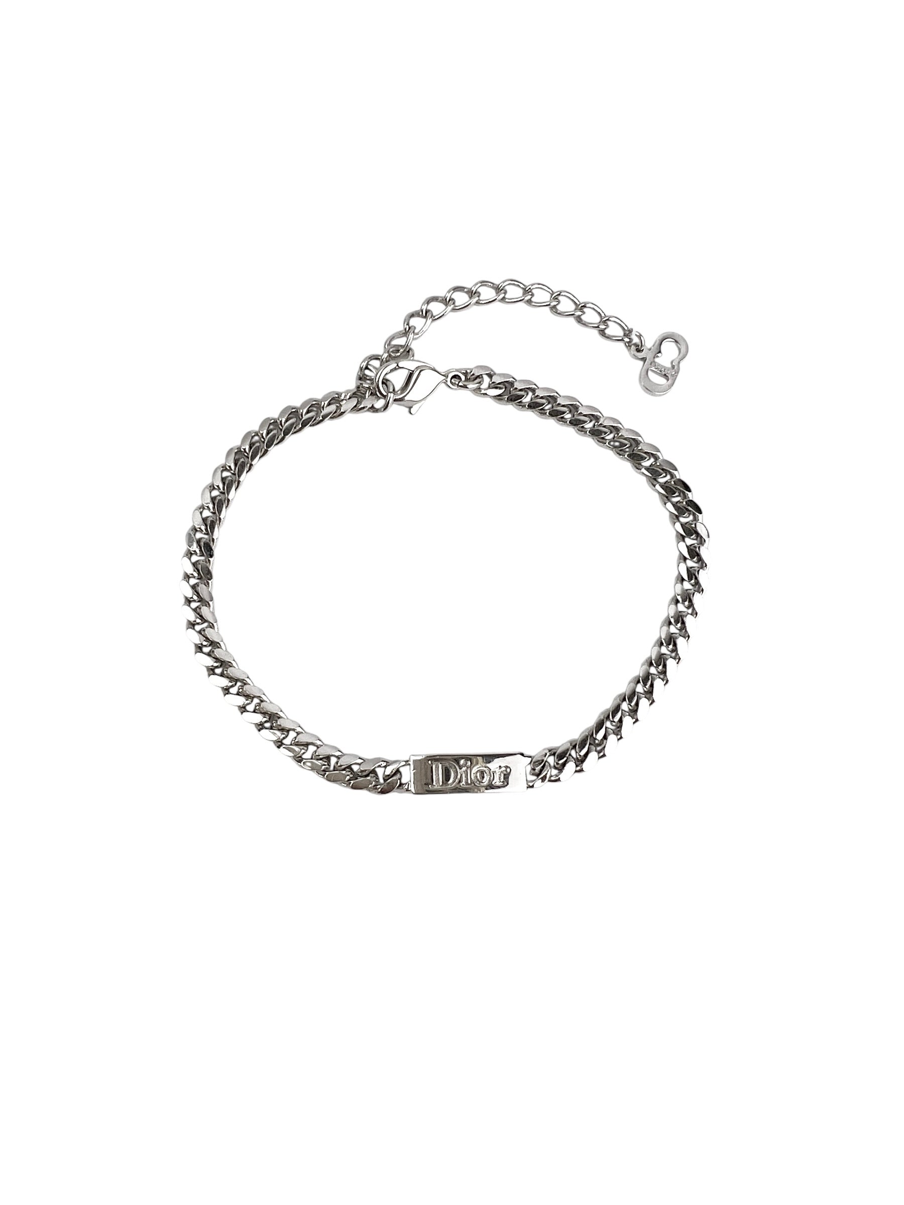 christian-dior-silver-cuban-chain-bracelet---0