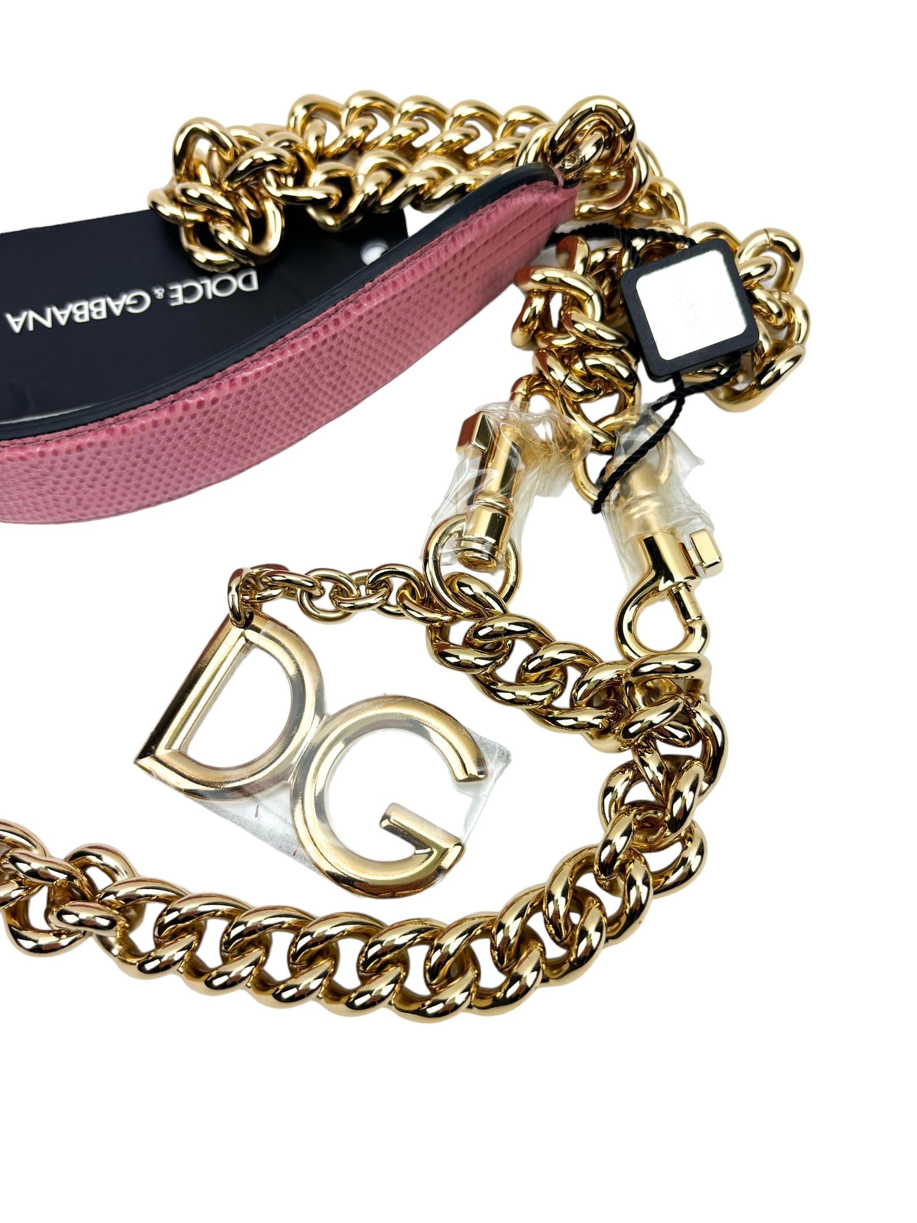 Dolce & Gabbana Pink Gold Chain Shoulder Strap