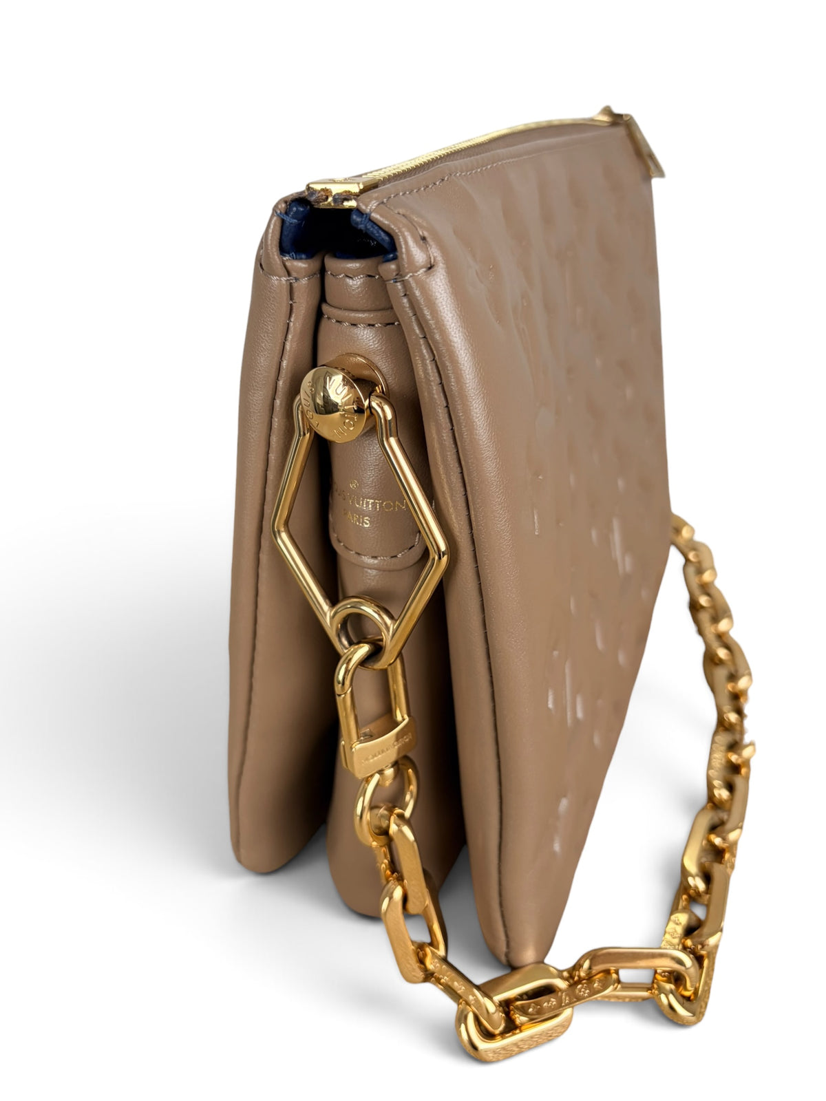 Louis Vuitton Taupe Embossed Monogram Coussin PM