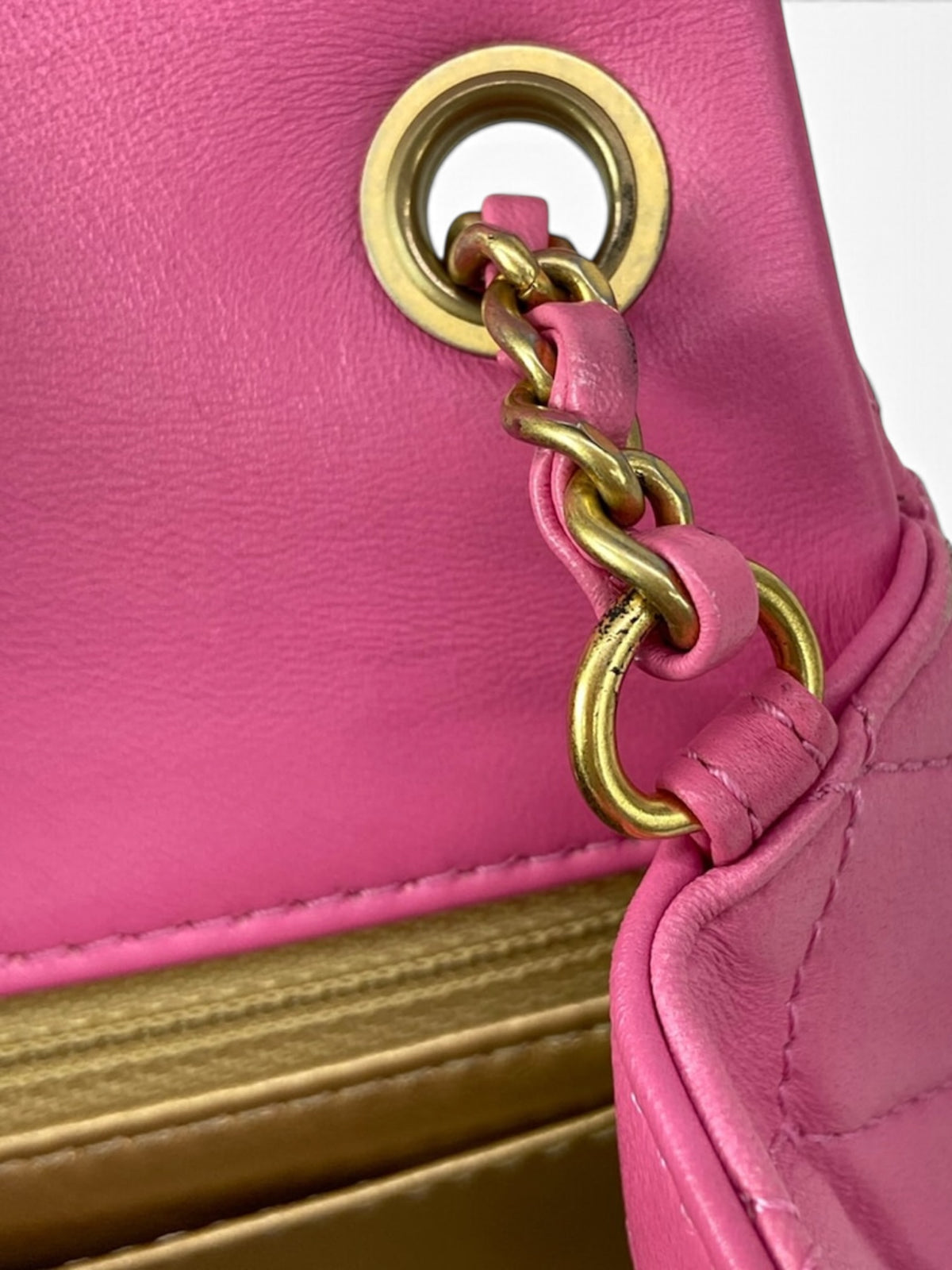 Chanel Pink Lambskin Mini Rectangular Pearl Crush