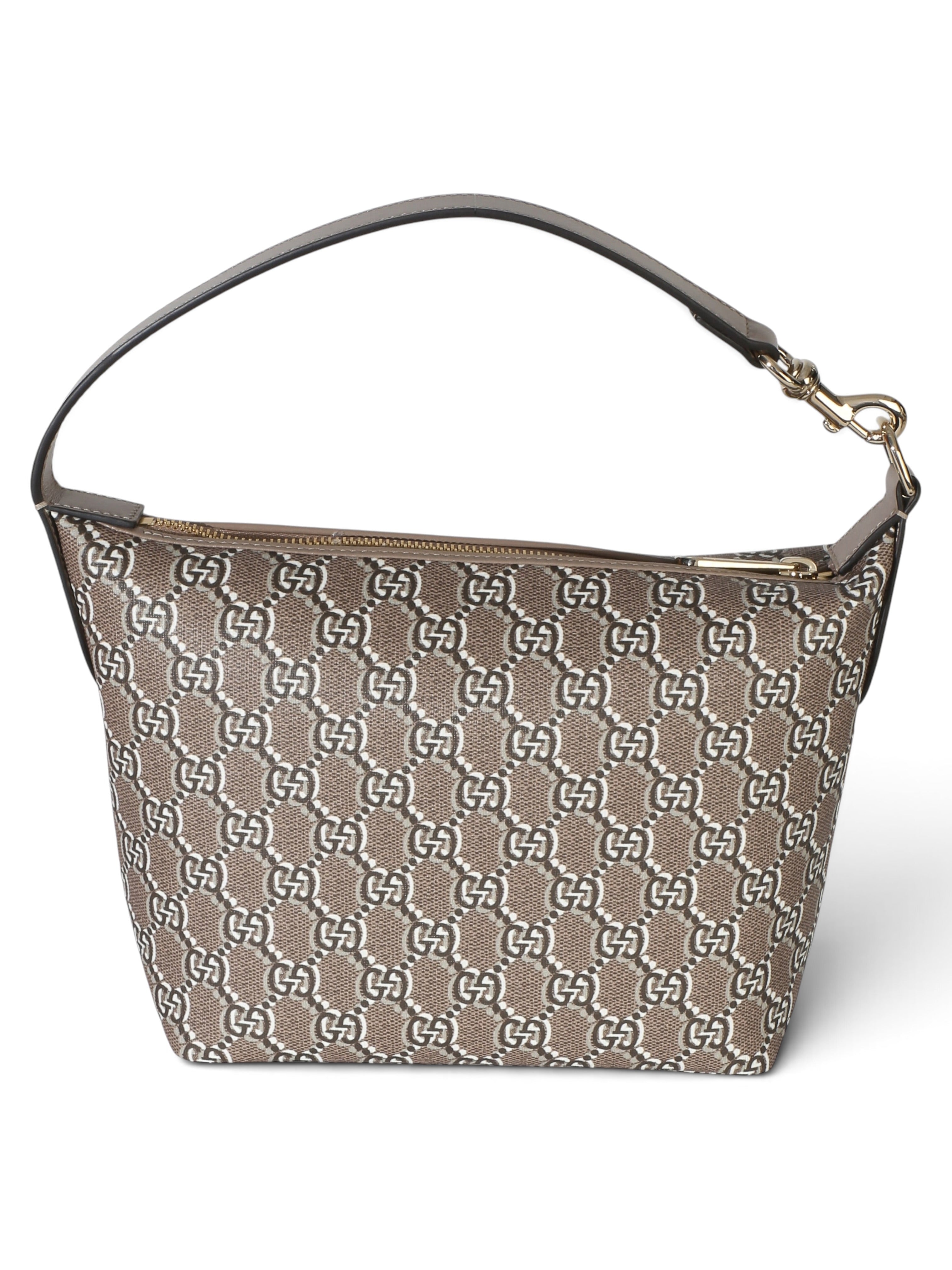 Gucci Taupe GG Shadow Monogram Canvas Super Mini Ophidia Hobo