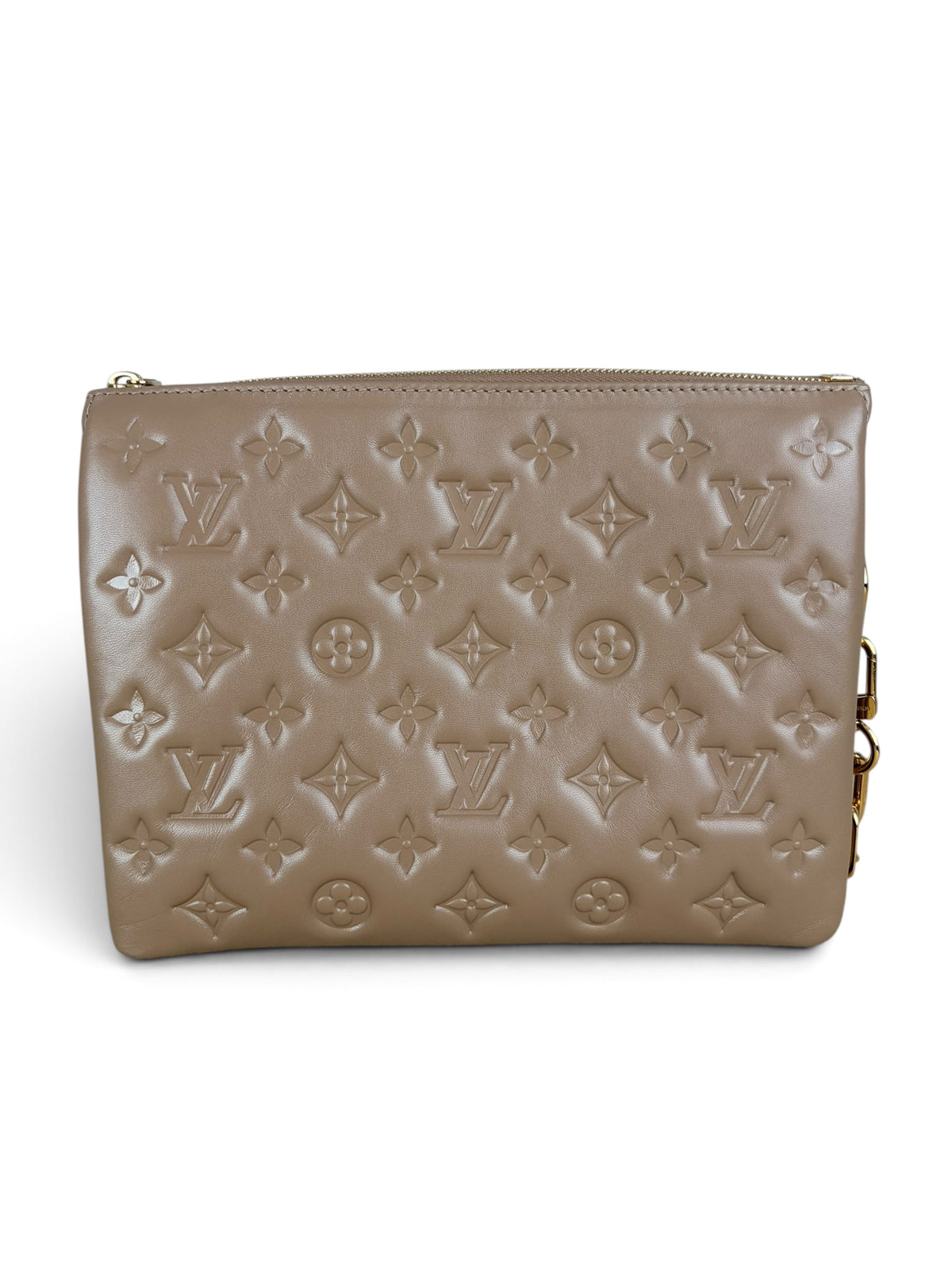 Louis Vuitton Taupe Embossed Monogram Coussin PM