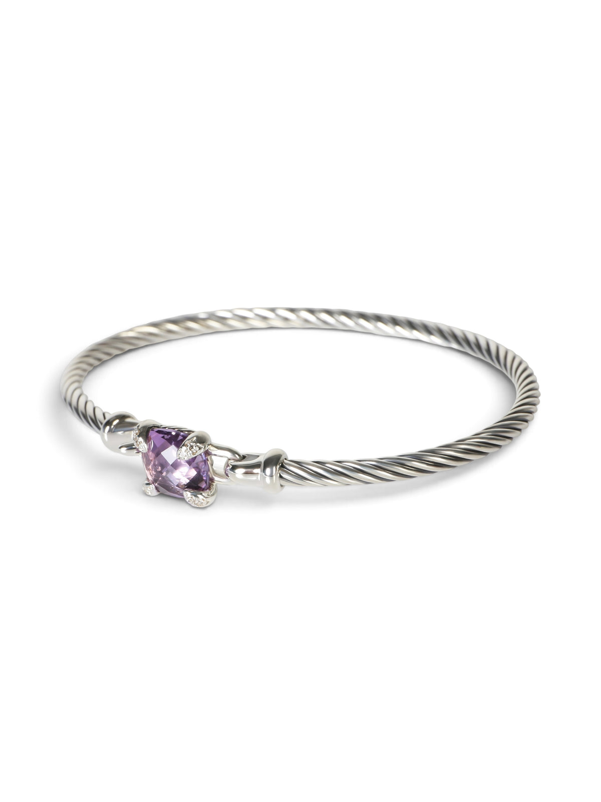 David Yurman Sterling Silver Amethyst & Diamond Chatelaine Bracelet