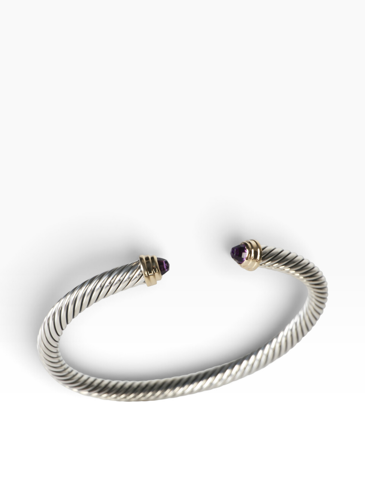 David Yurman Yellow Gold & Sterling Silver Amethyst Cable Bracelet