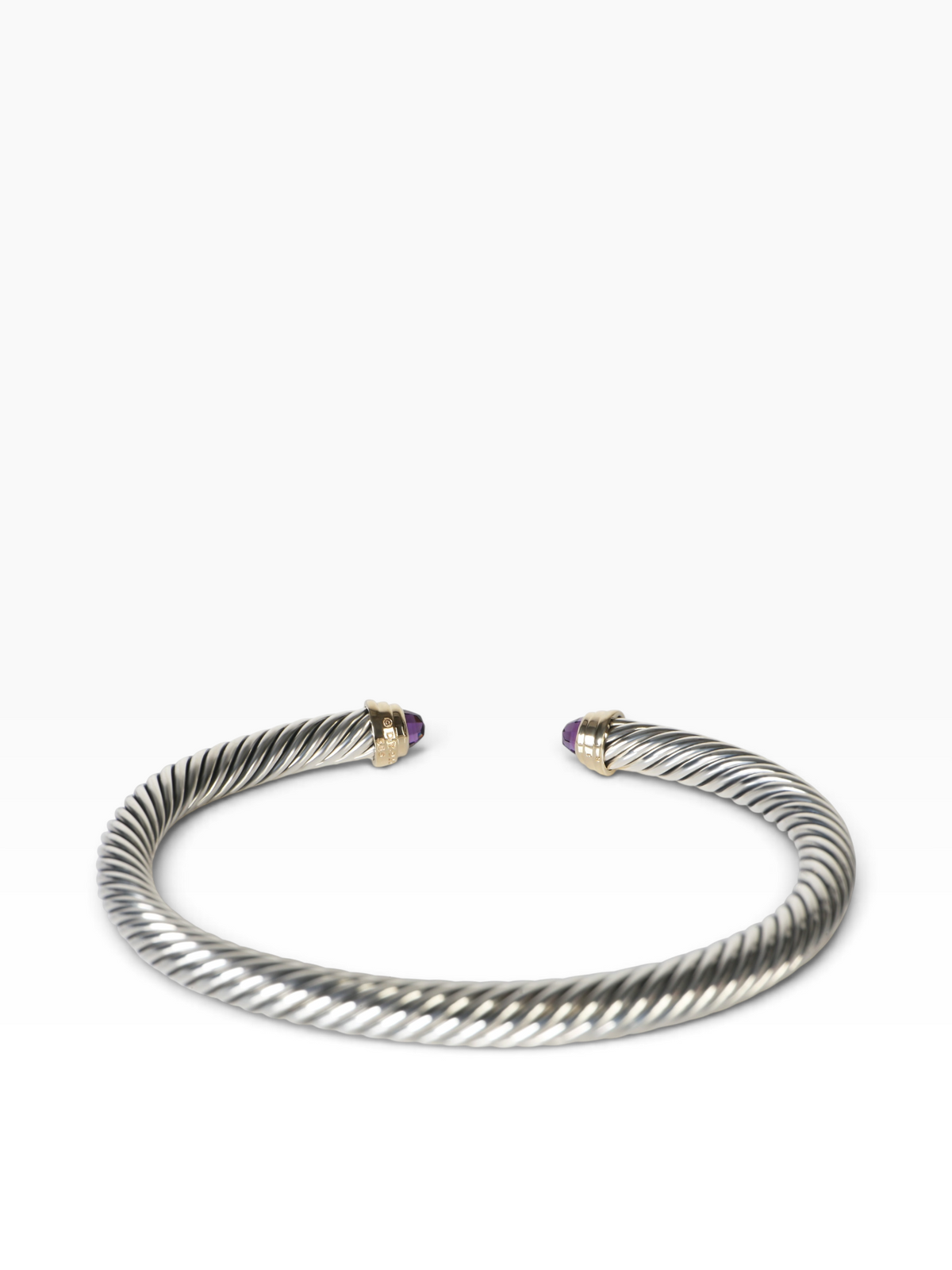 David Yurman Yellow Gold & Sterling Silver Amethyst Cable Bracelet