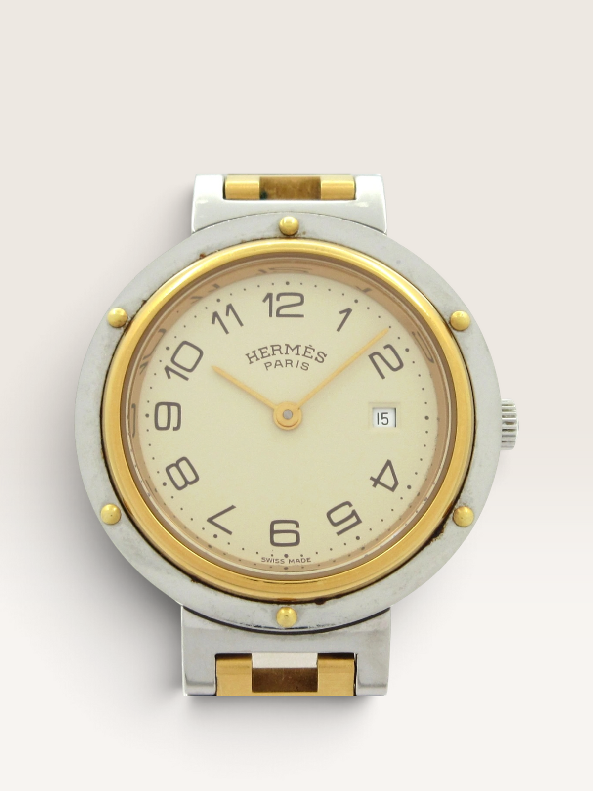 Hermès Clipper Watch Gold Silver Beige SS (Stainless Steel) Women’s