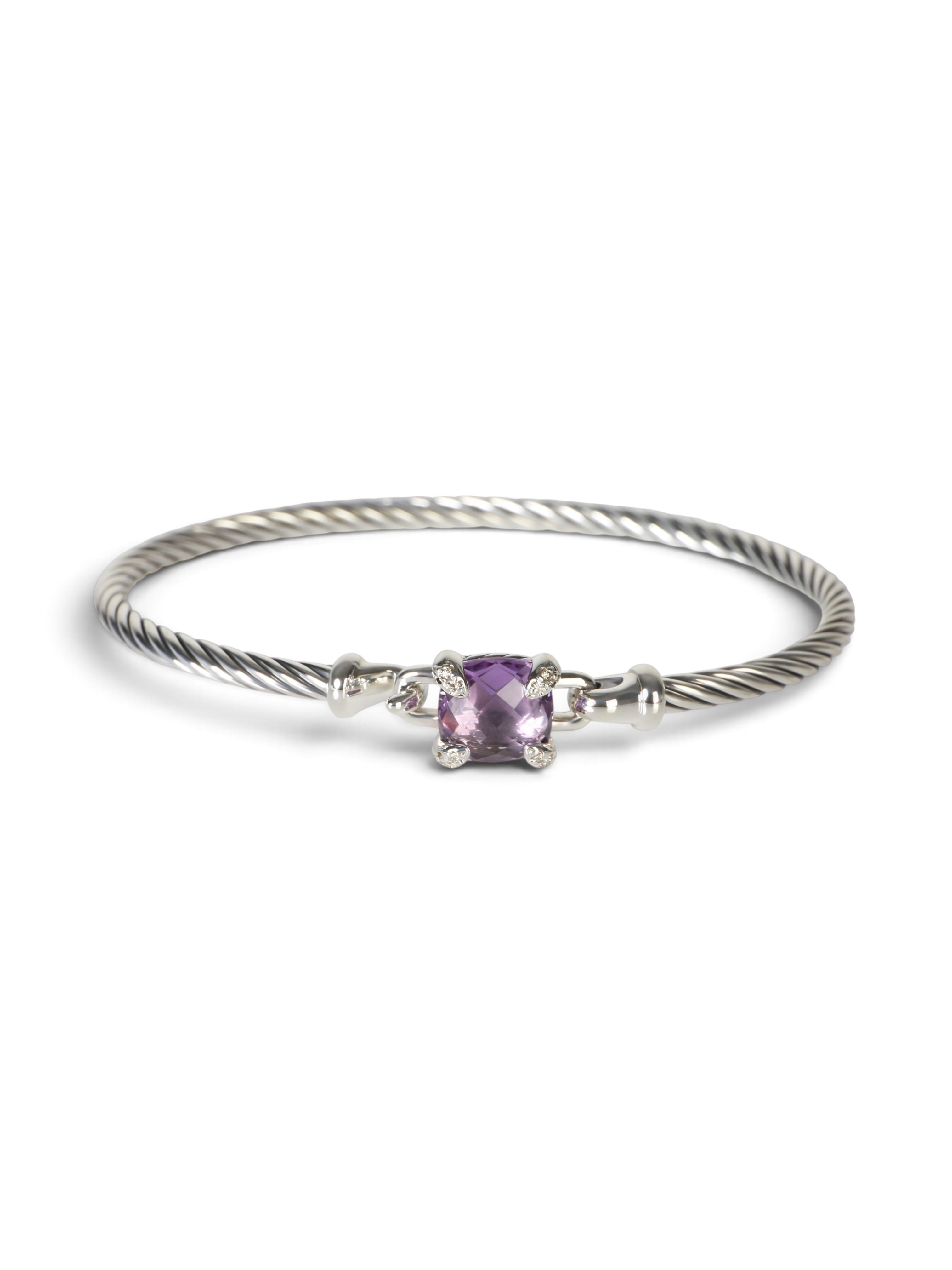 David Yurman Sterling Silver Amethyst & Diamond Chatelaine Bracelet