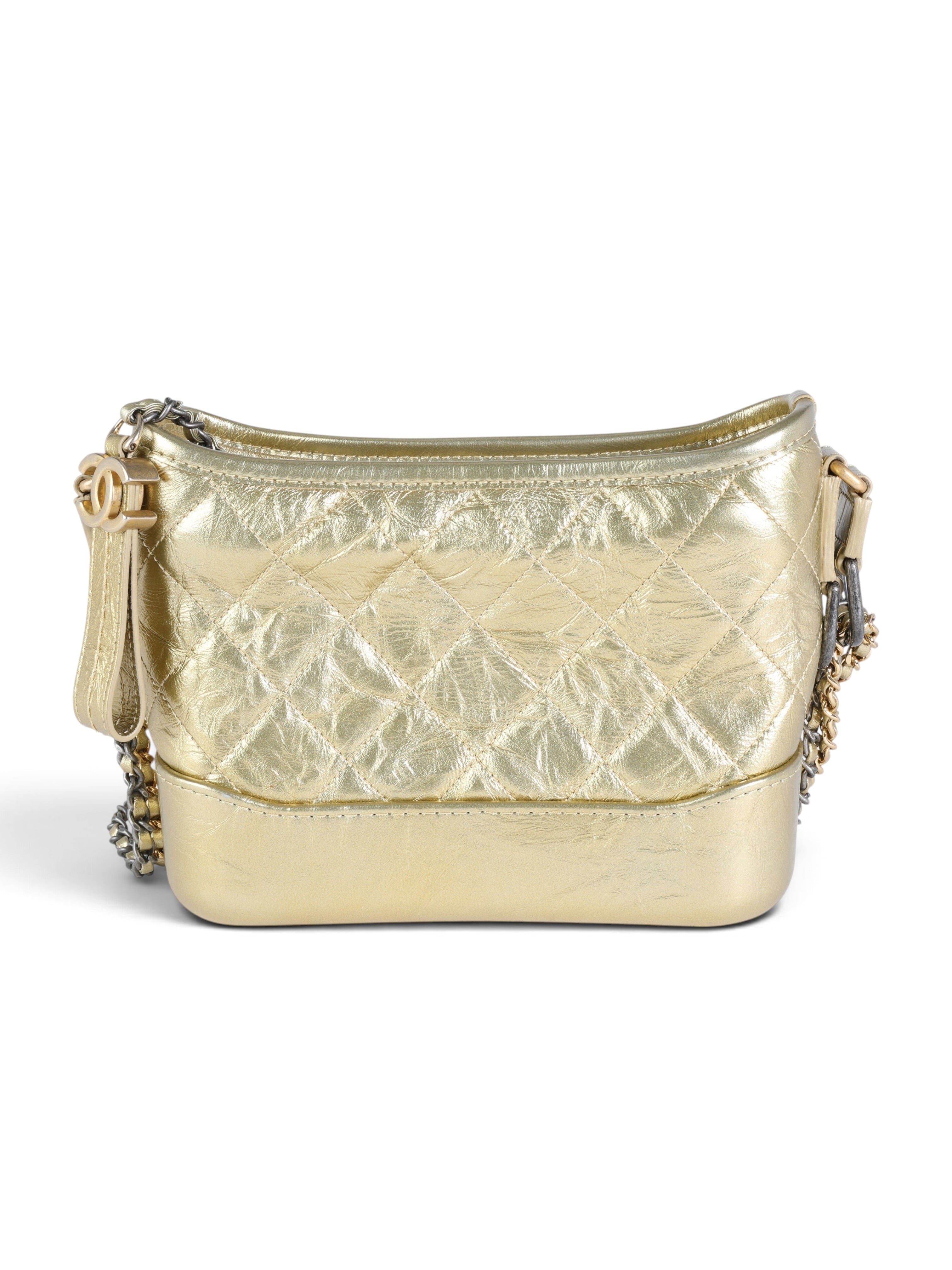 Chanel Gold Quilted Calfskin Small Gabrielle Hobo