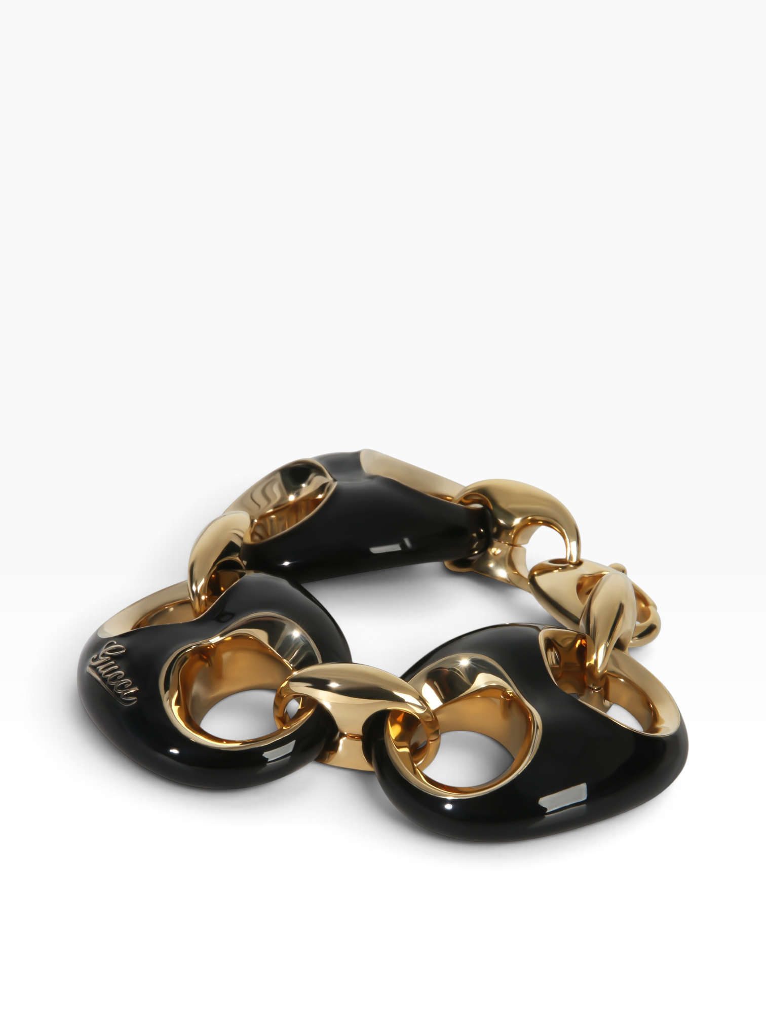Gucci Gold-Plated & Black Enamel Bracelet
