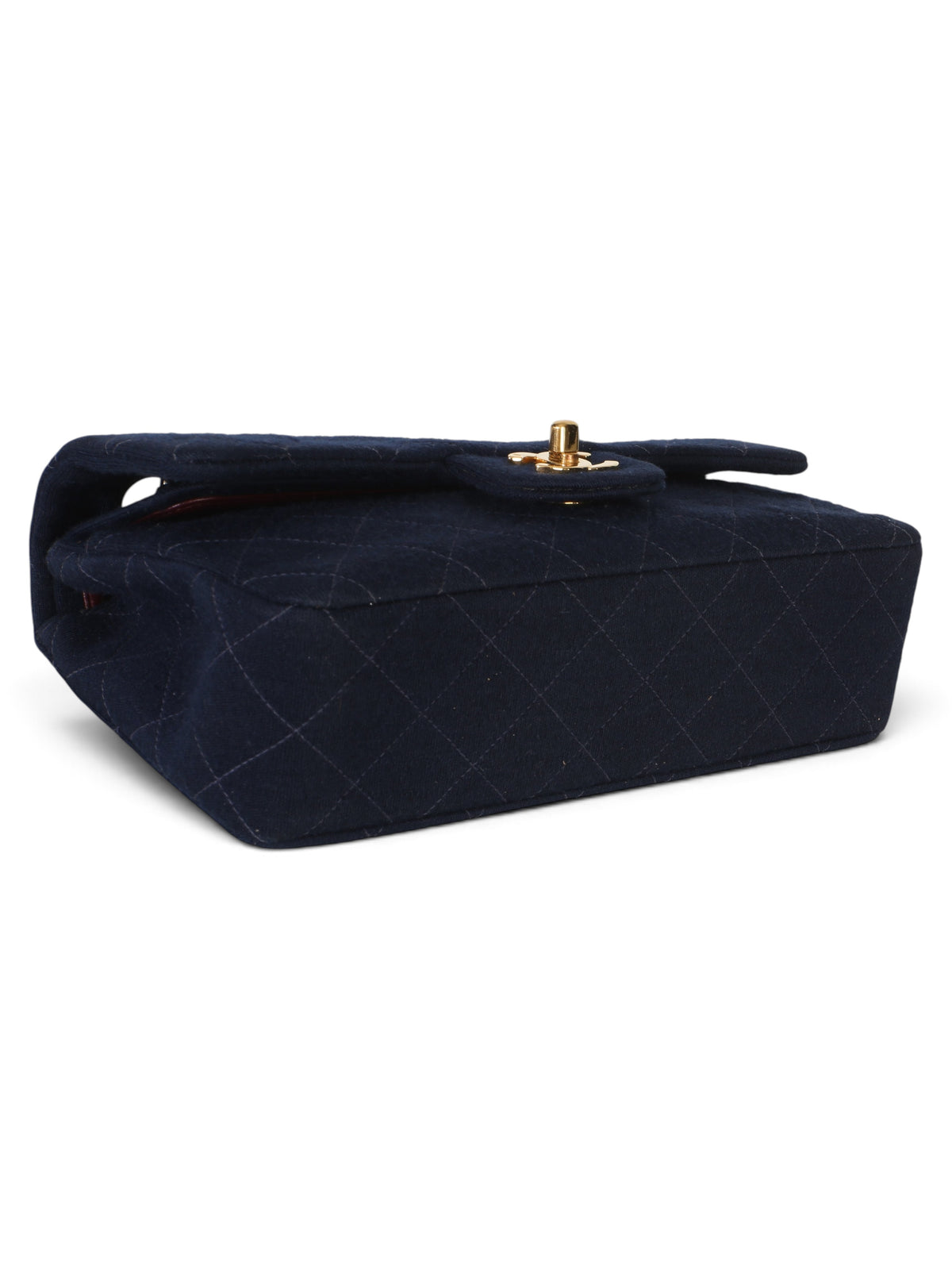 Chanel Vintage Blue Quilted Jersey Small Double Flap