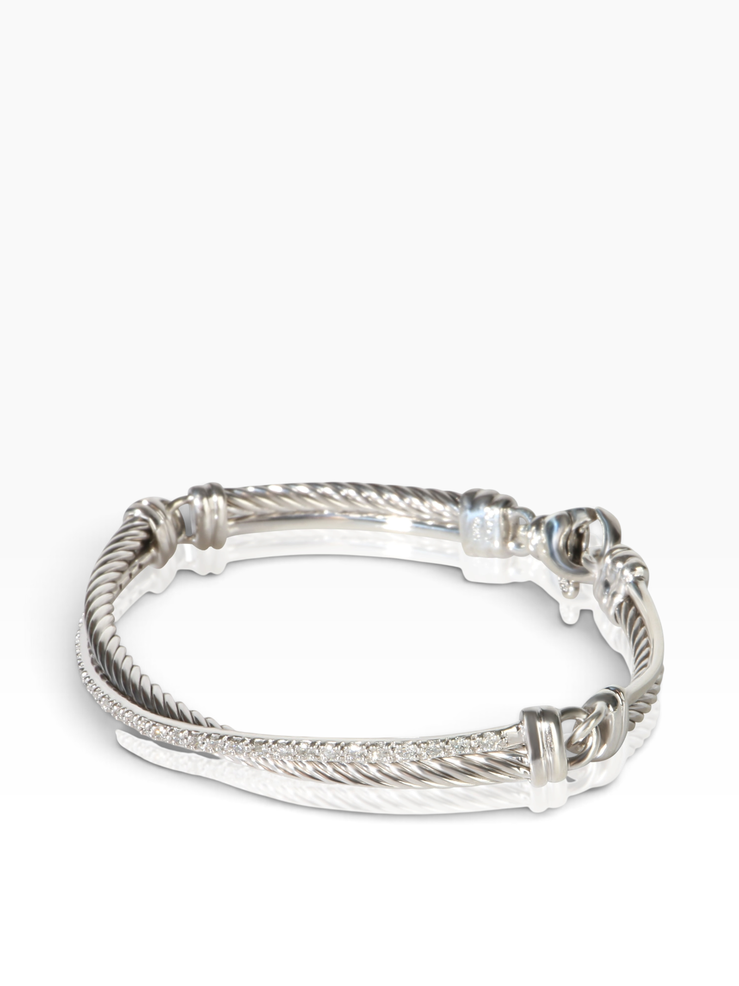David Yurman Sterling Silver Diamond Crossover Bracelet
